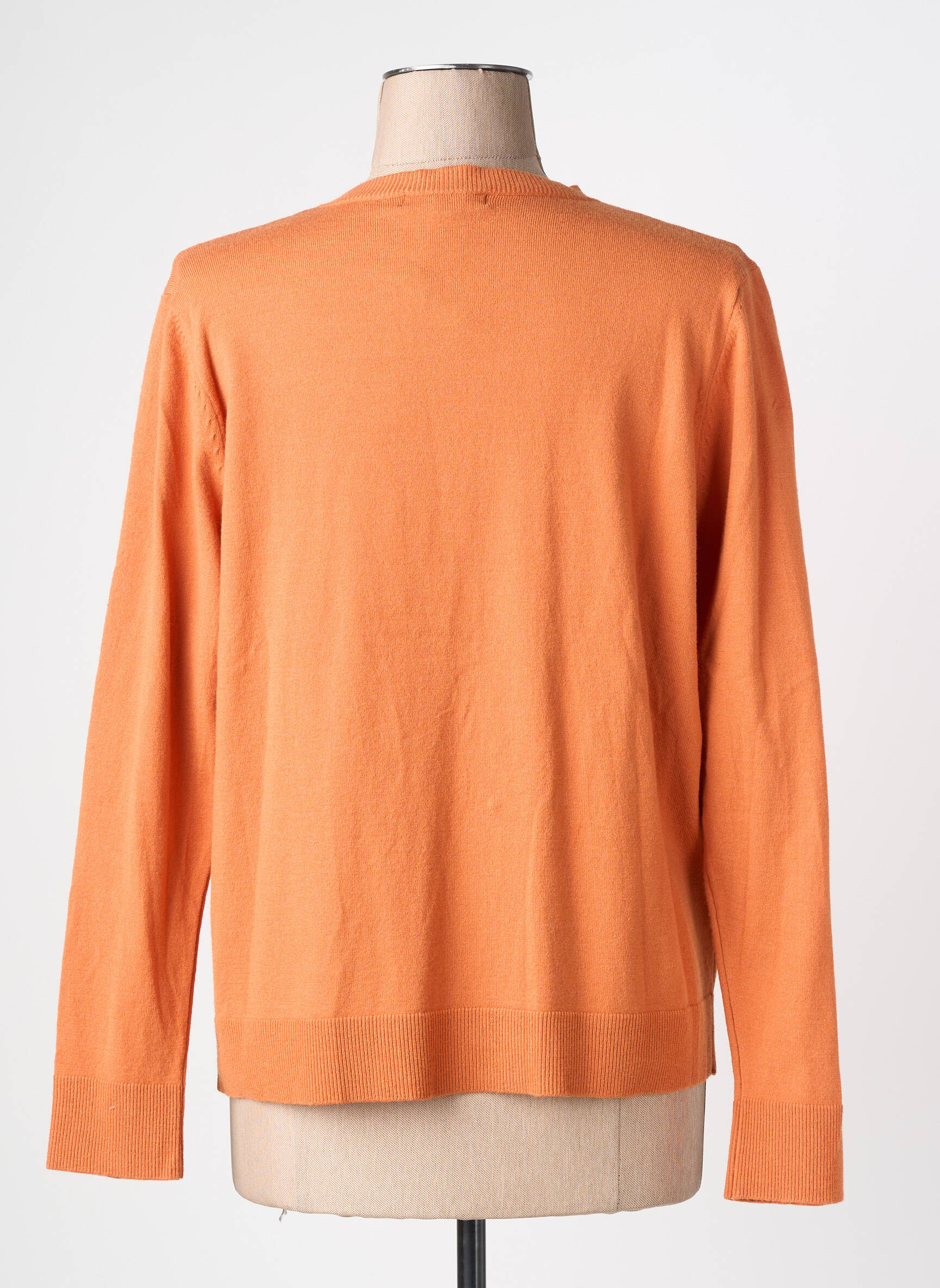 Gilet manches longues col rond orange BARILOCHE femme