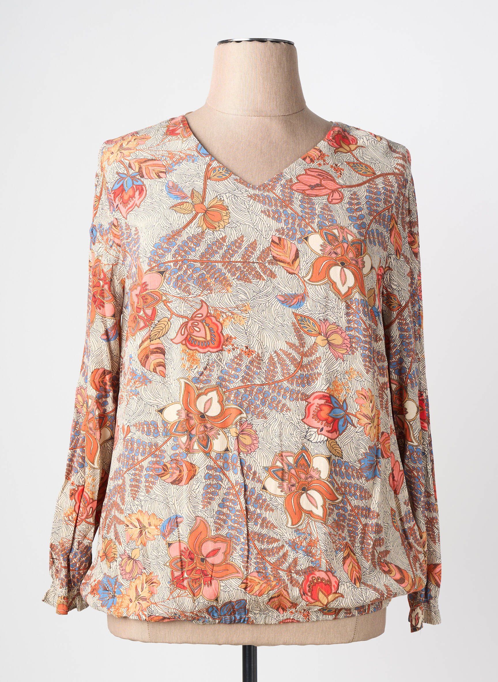 Blouse imprimé fleurs manches longues orange CISO femme