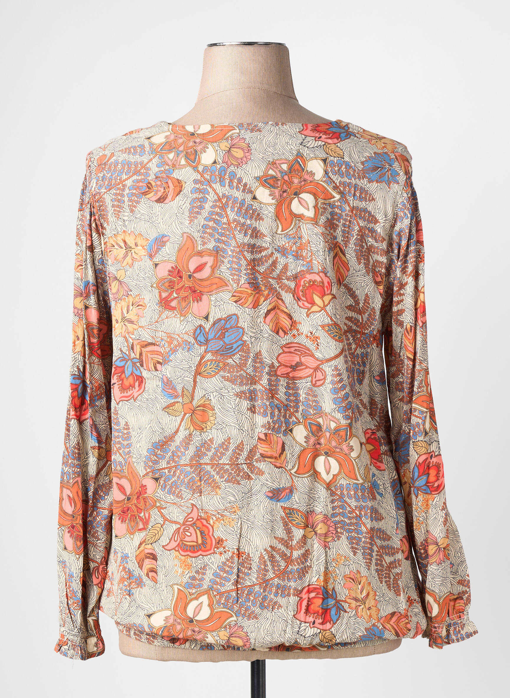 Blouse imprimé fleurs manches longues orange CISO femme