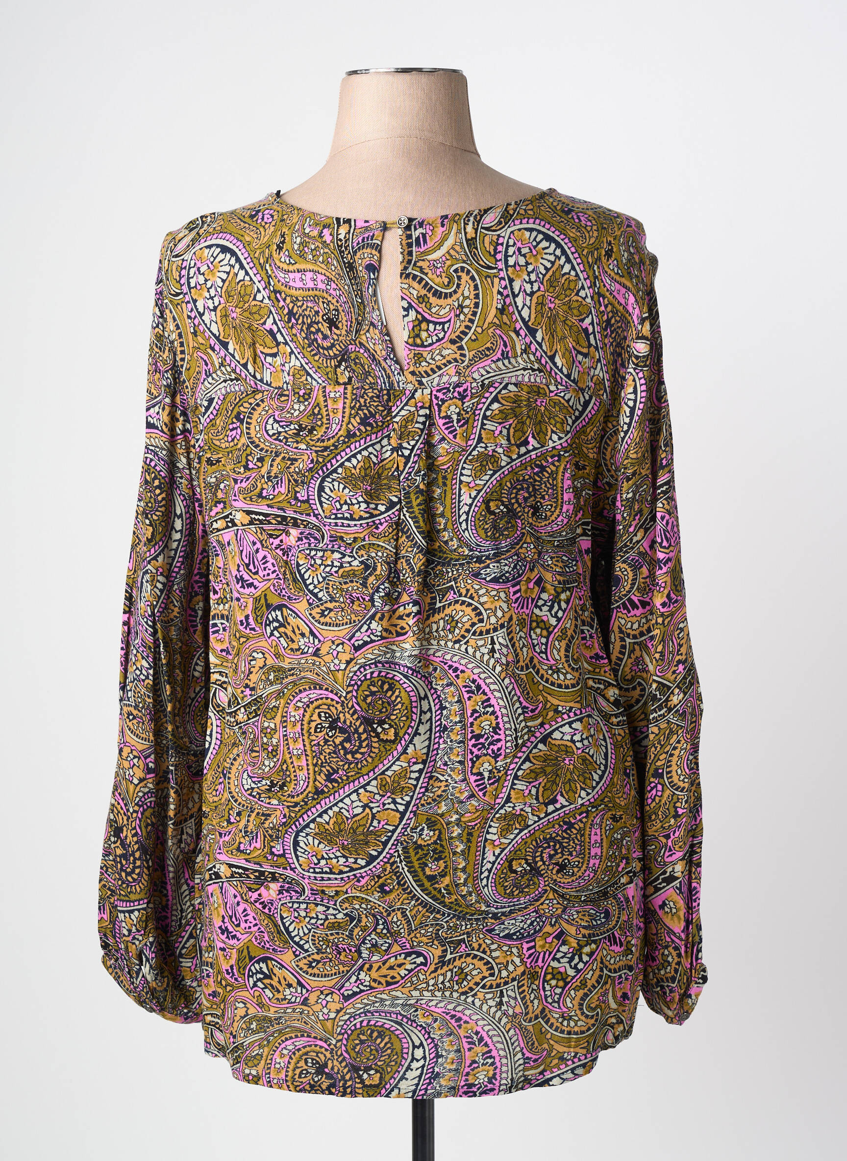 Blouse imprimé fantaisie manches longues vert CISO femme