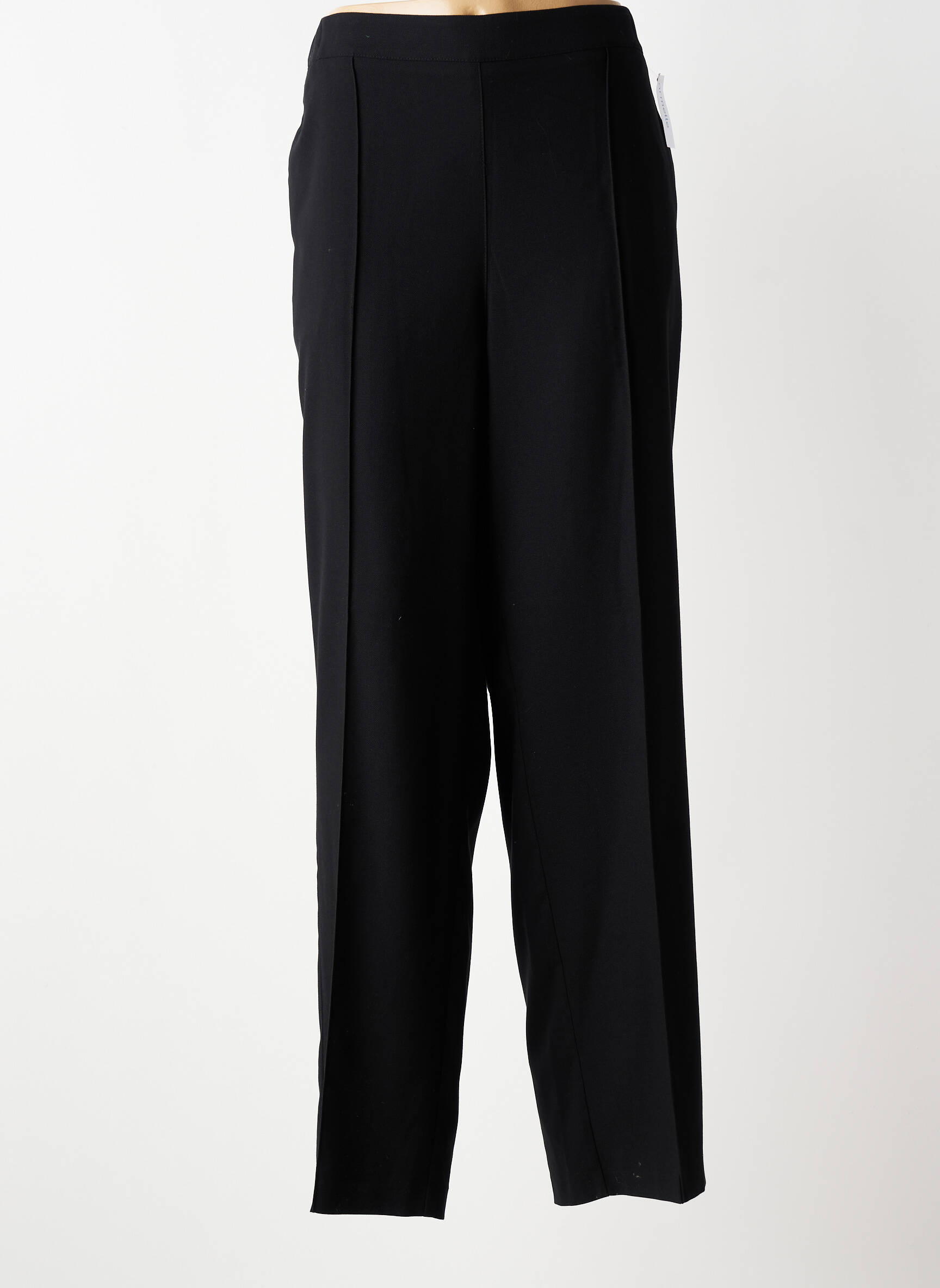Pantalon droit tissage crêpe taille normale noir JULIE GUERLANDE femme
