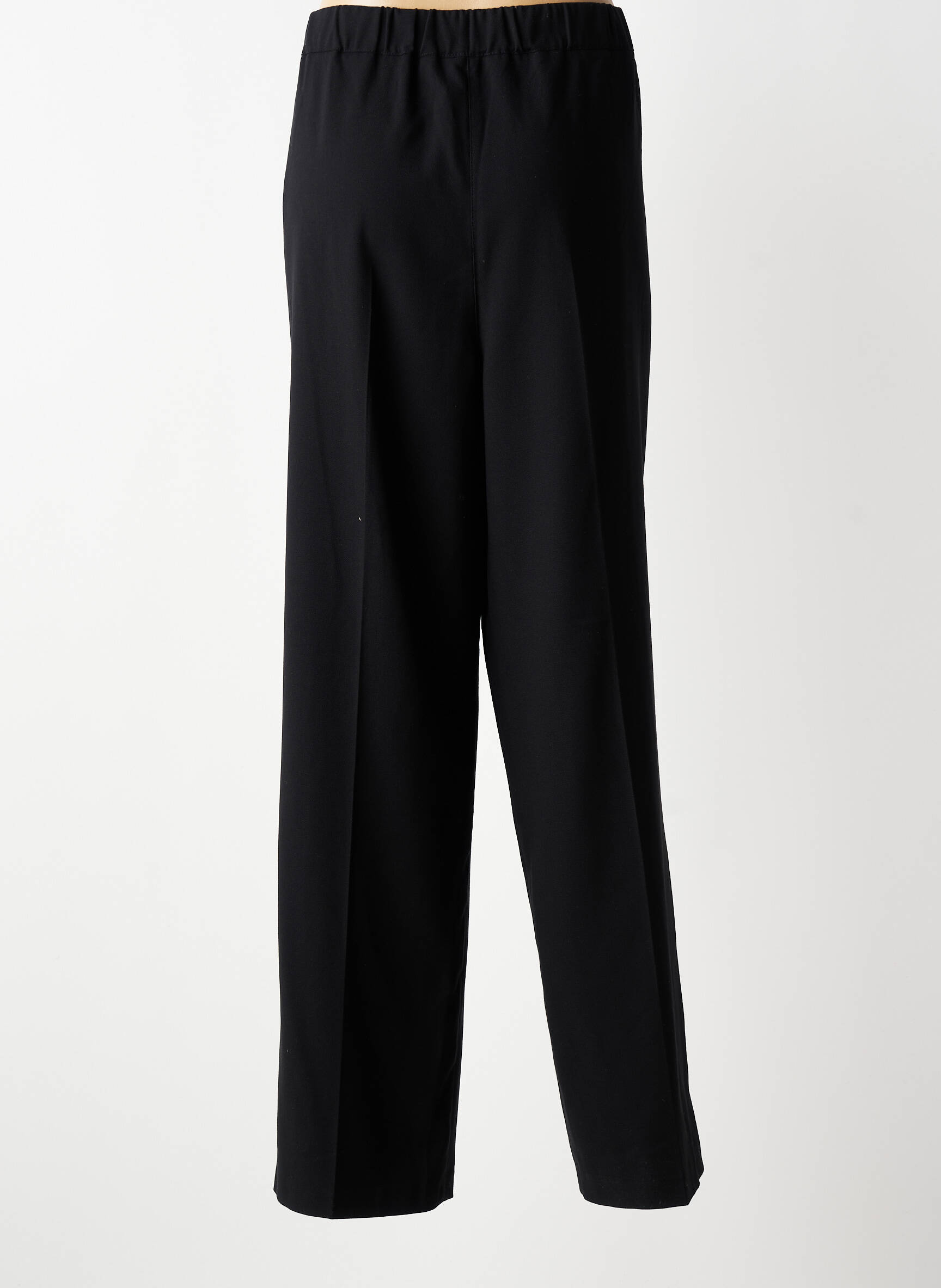 Pantalon droit tissage crêpe taille normale noir JULIE GUERLANDE femme