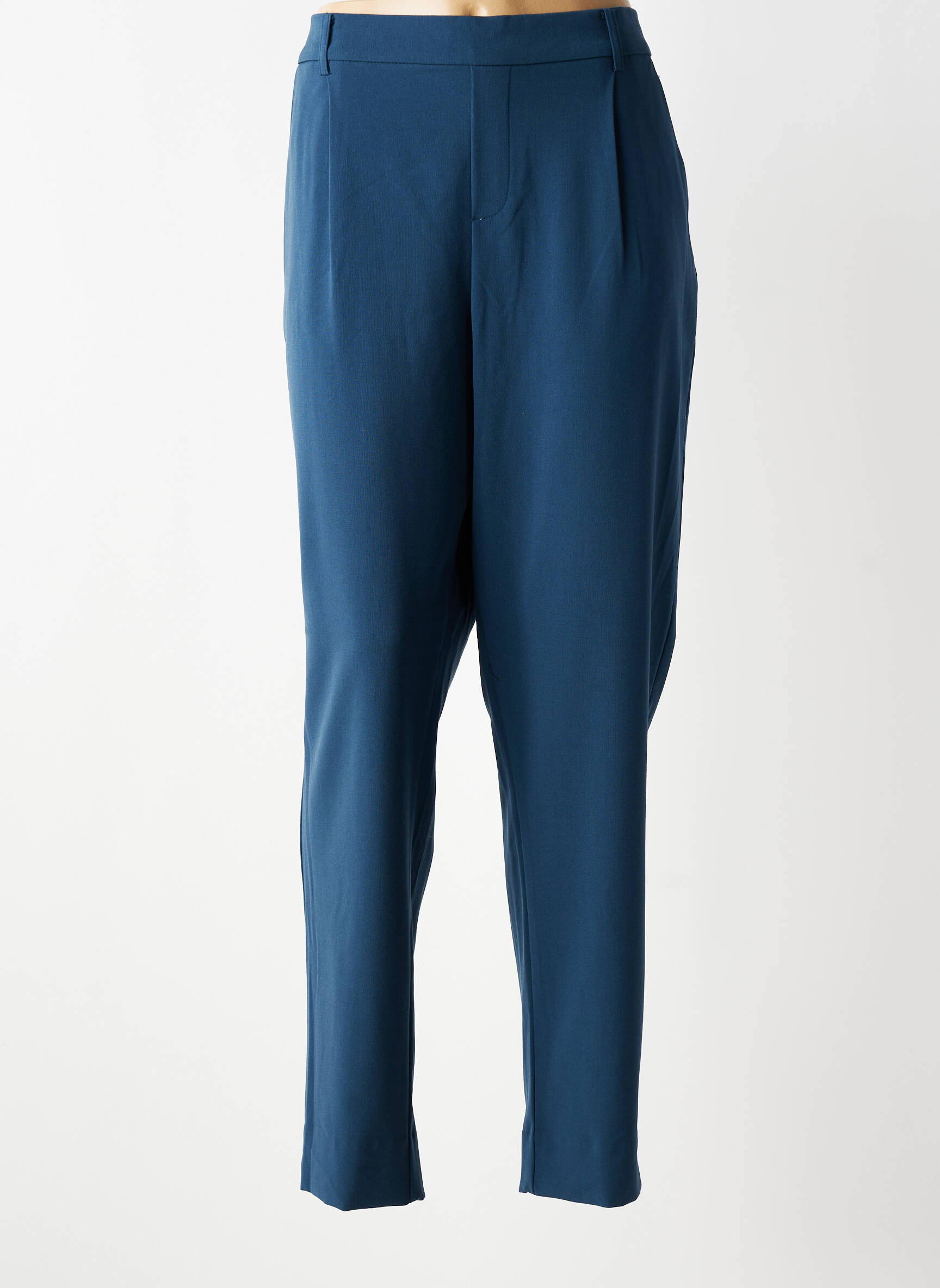 Pantalon droit tissage crêpe taille normale bleu CISO femme