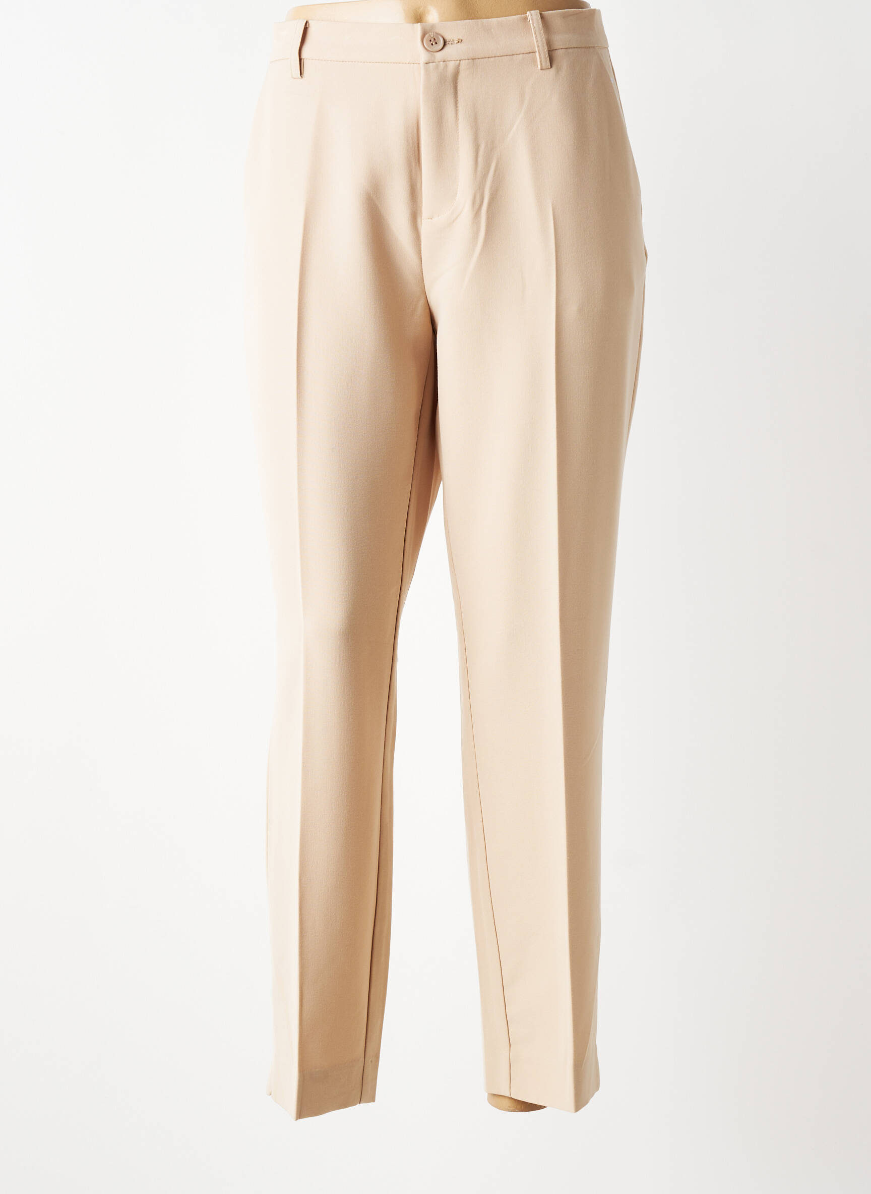 Pantalon chino fermeture zippée sous rabat boutonné taille normale beige JENSEN femme