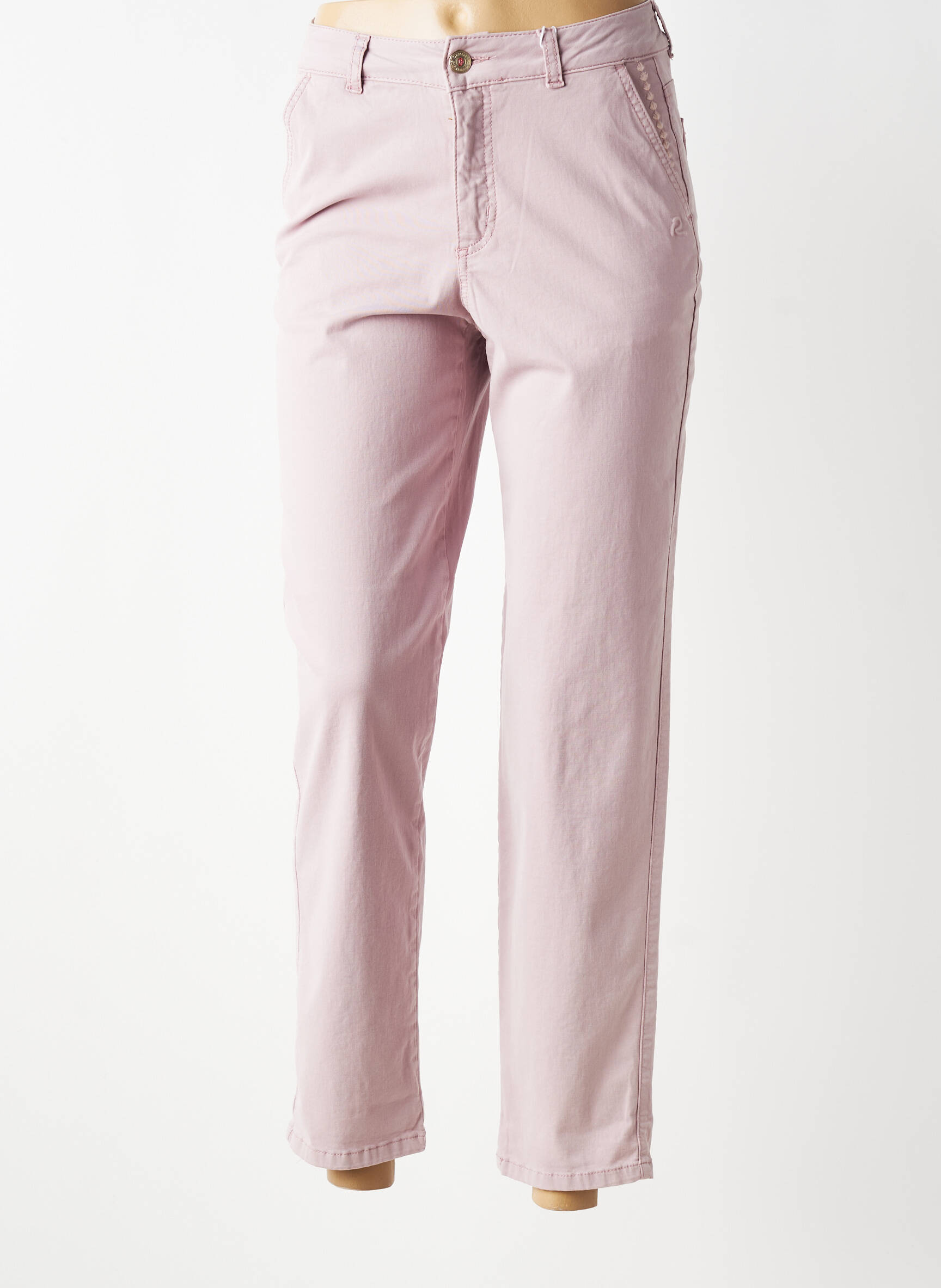 Pantalon droit tissage popeline taille normale violet RECOVER C.C. femme