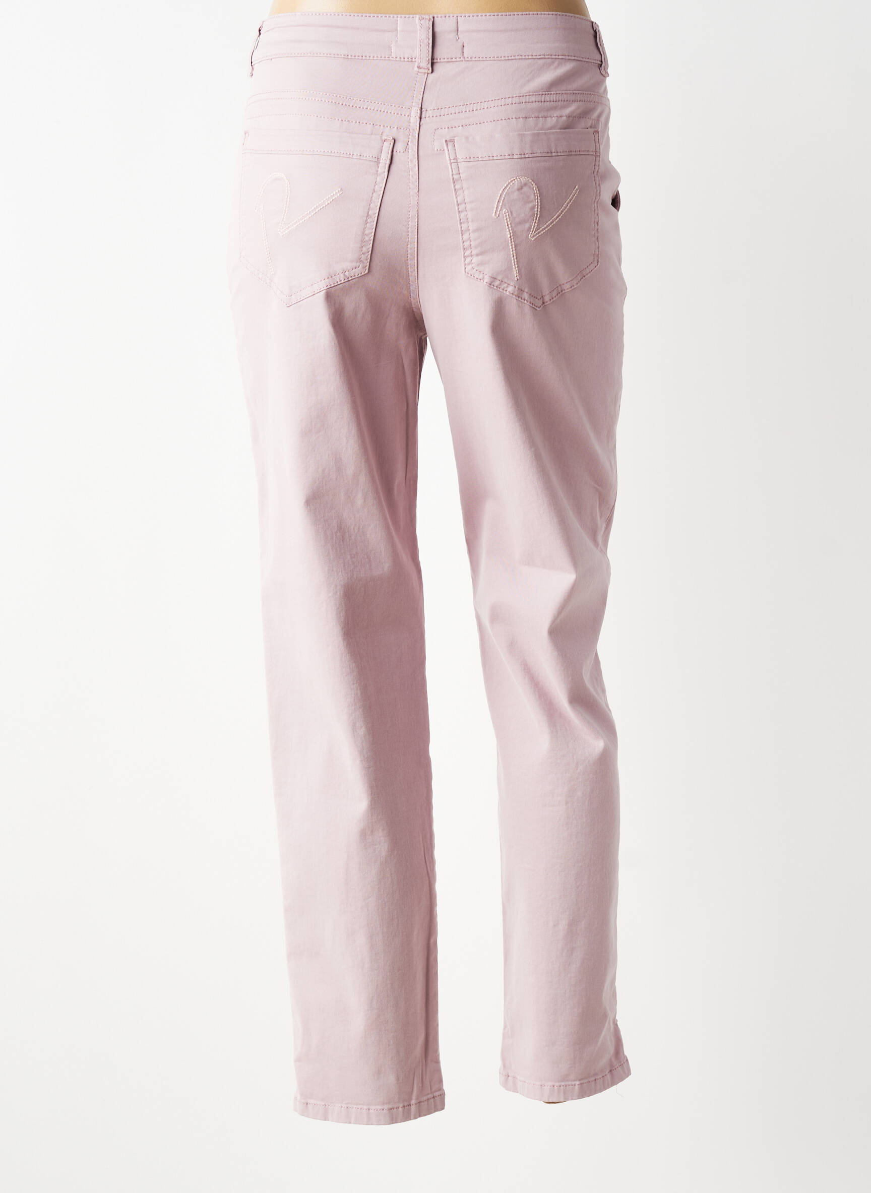 Pantalon droit tissage popeline taille normale violet RECOVER C.C. femme