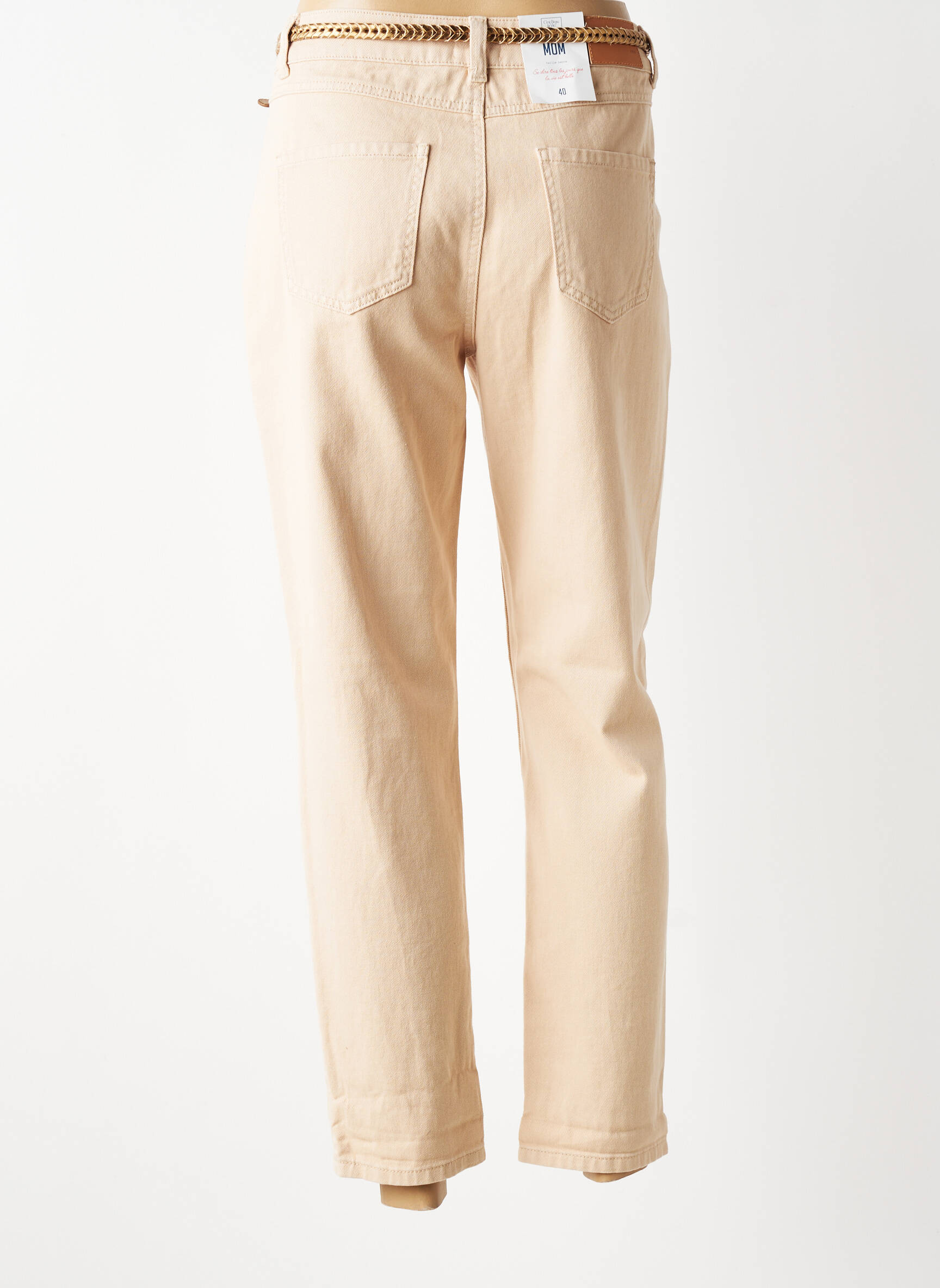 Jean coupe mom poches taille normale beige C'EST BEAU LA VIE femme