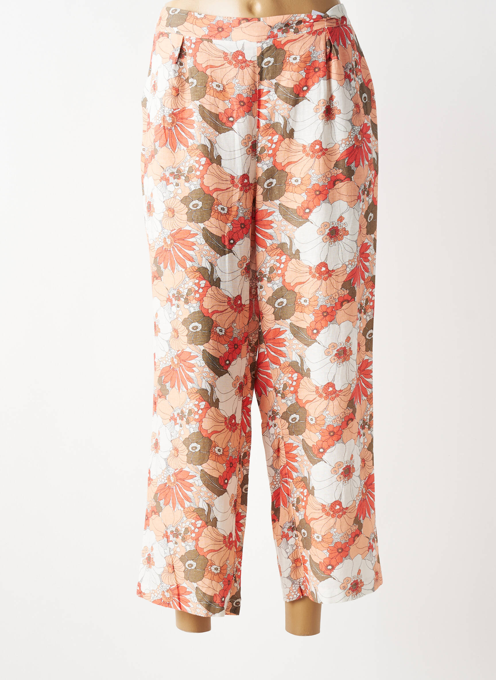 Pantalon 7/8 taille élastique taille normale orange C'EST BEAU LA VIE femme