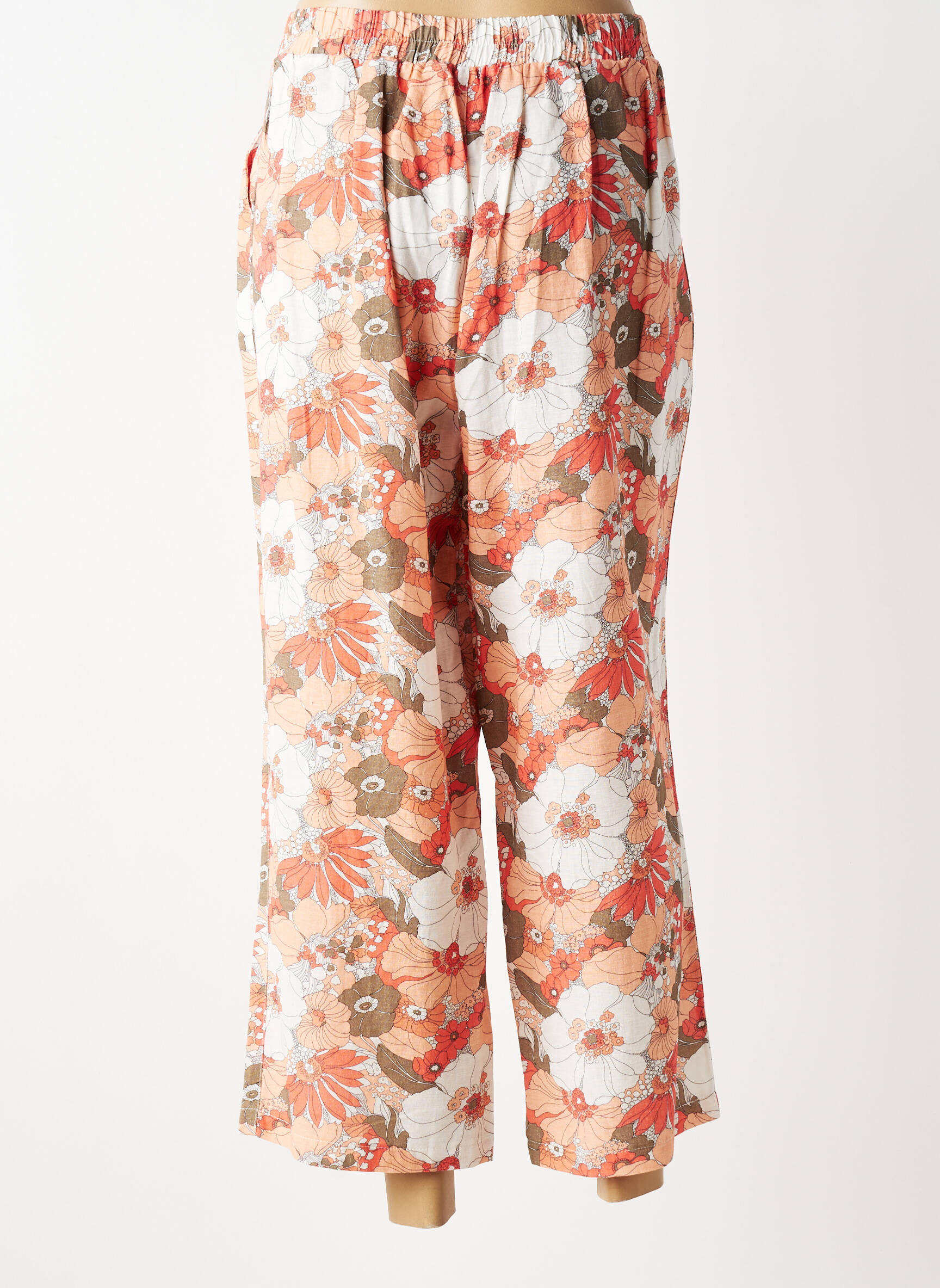 Pantalon 7/8 taille élastique taille normale orange C'EST BEAU LA VIE femme