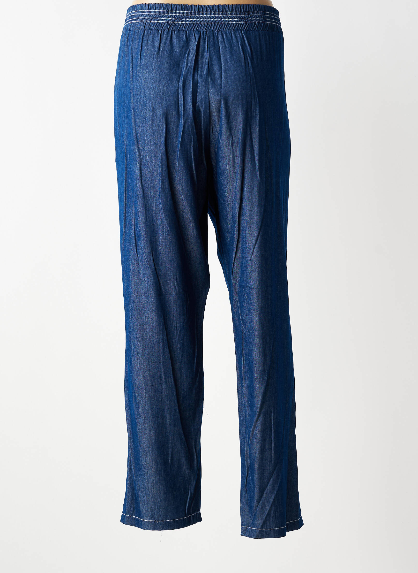 Pantalon droit tissage popeline taille normale bleu TINTA STYLE femme