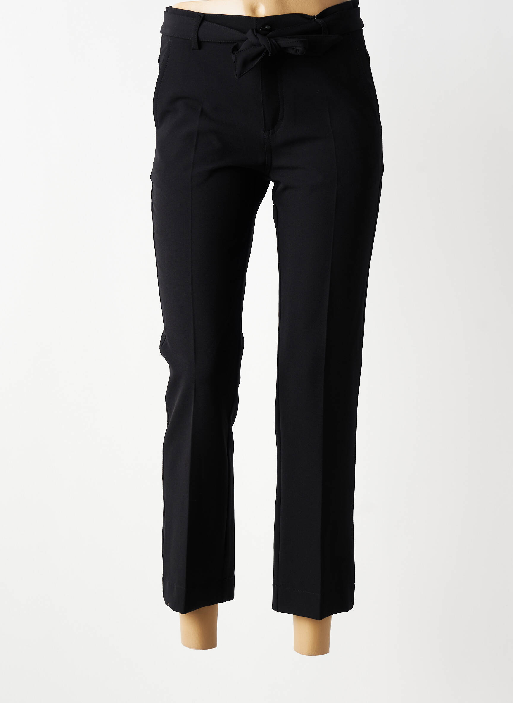 Pantalon 7/8 taille haute taille haute noir ANNA MONTANA femme