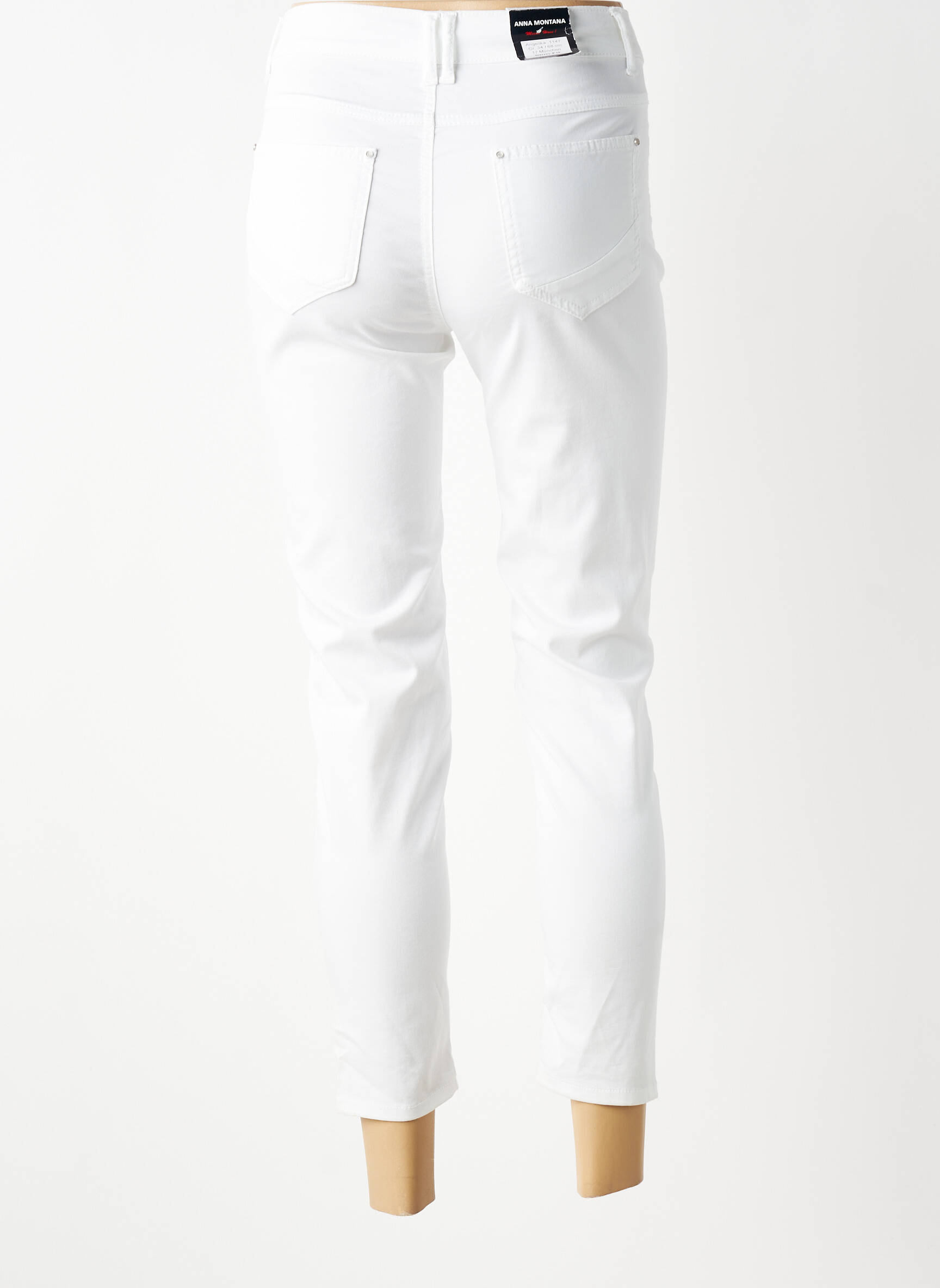 Pantalon 7/8 taille haute taille haute blanc ANNA MONTANA femme