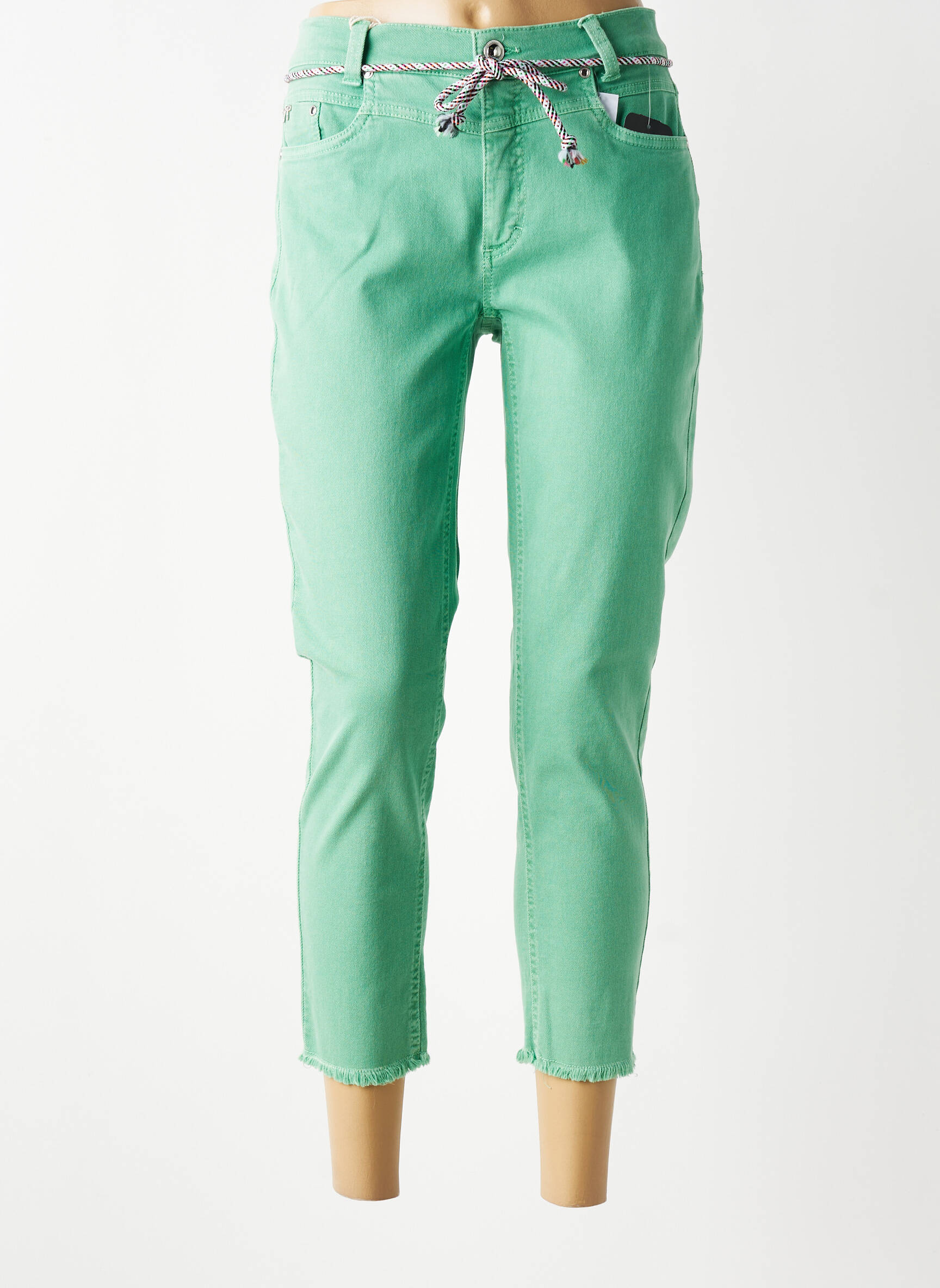 Jeans coupe slim stretch taille normale vert ANNA MONTANA femme