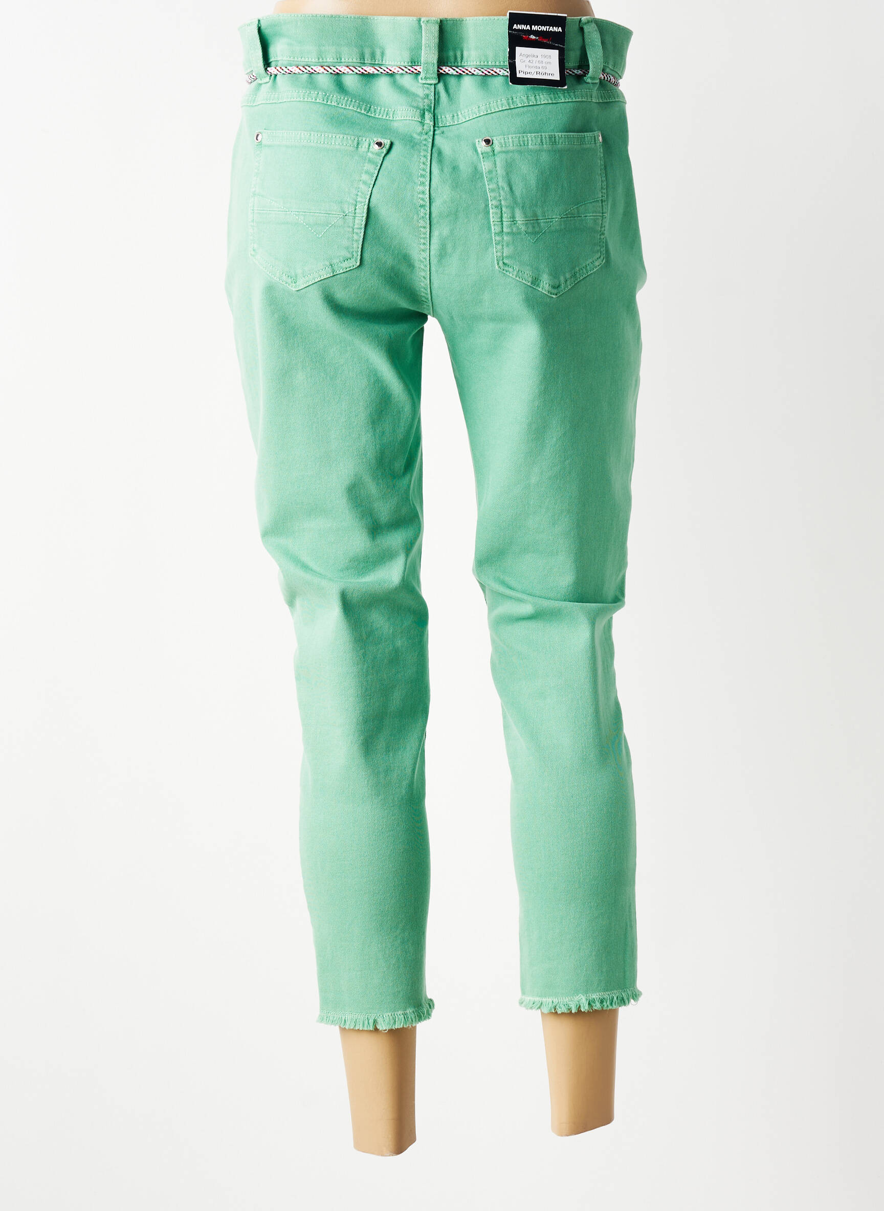 Jeans coupe slim stretch taille normale vert ANNA MONTANA femme