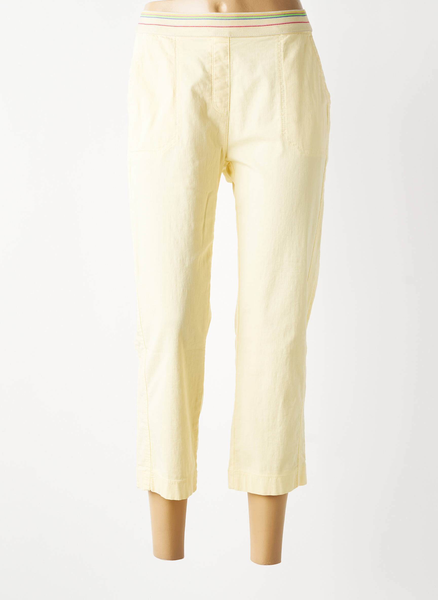 Pantacourt stretch taille normale jaune TONI femme