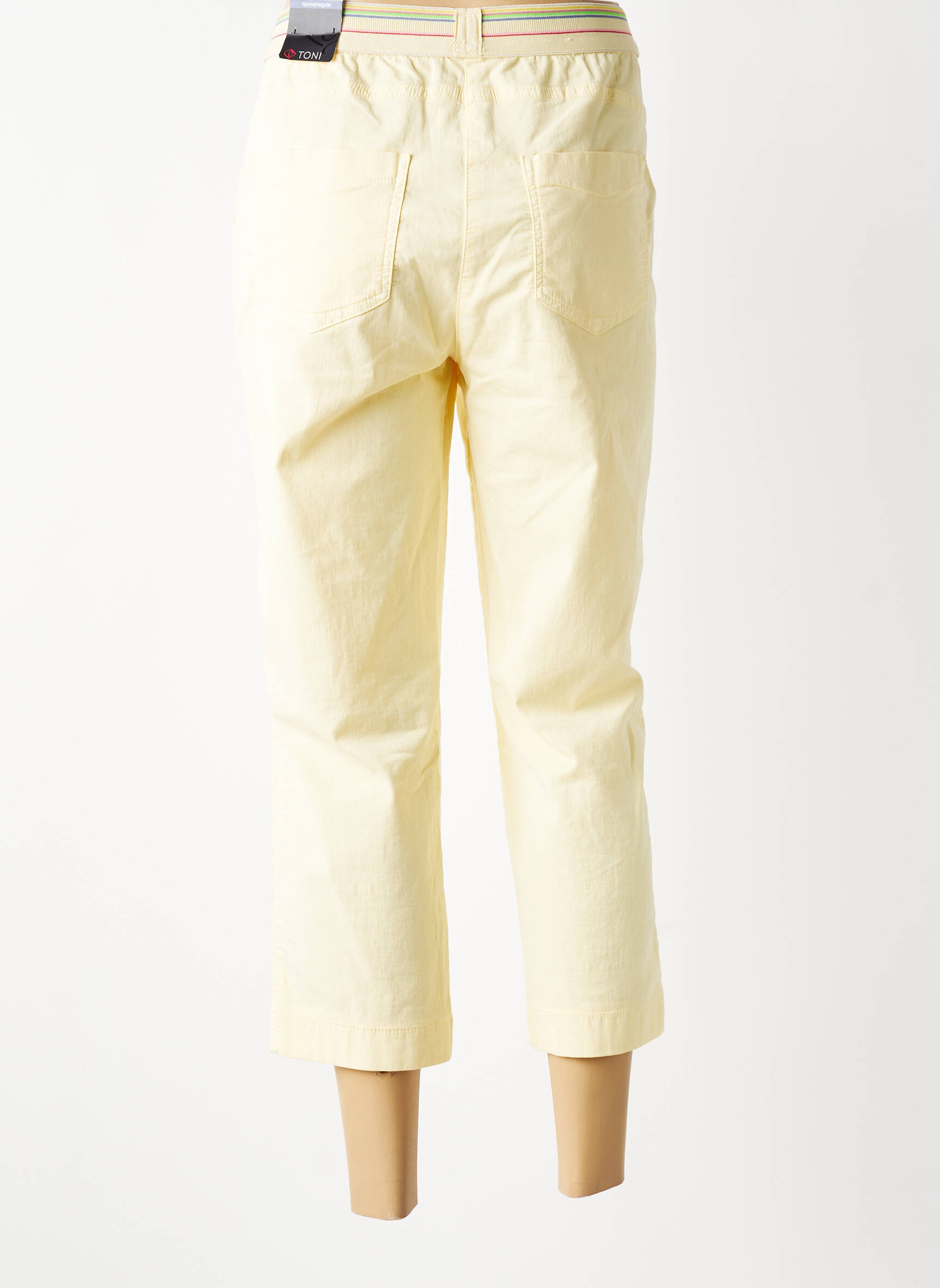 Pantacourt stretch taille normale jaune TONI femme