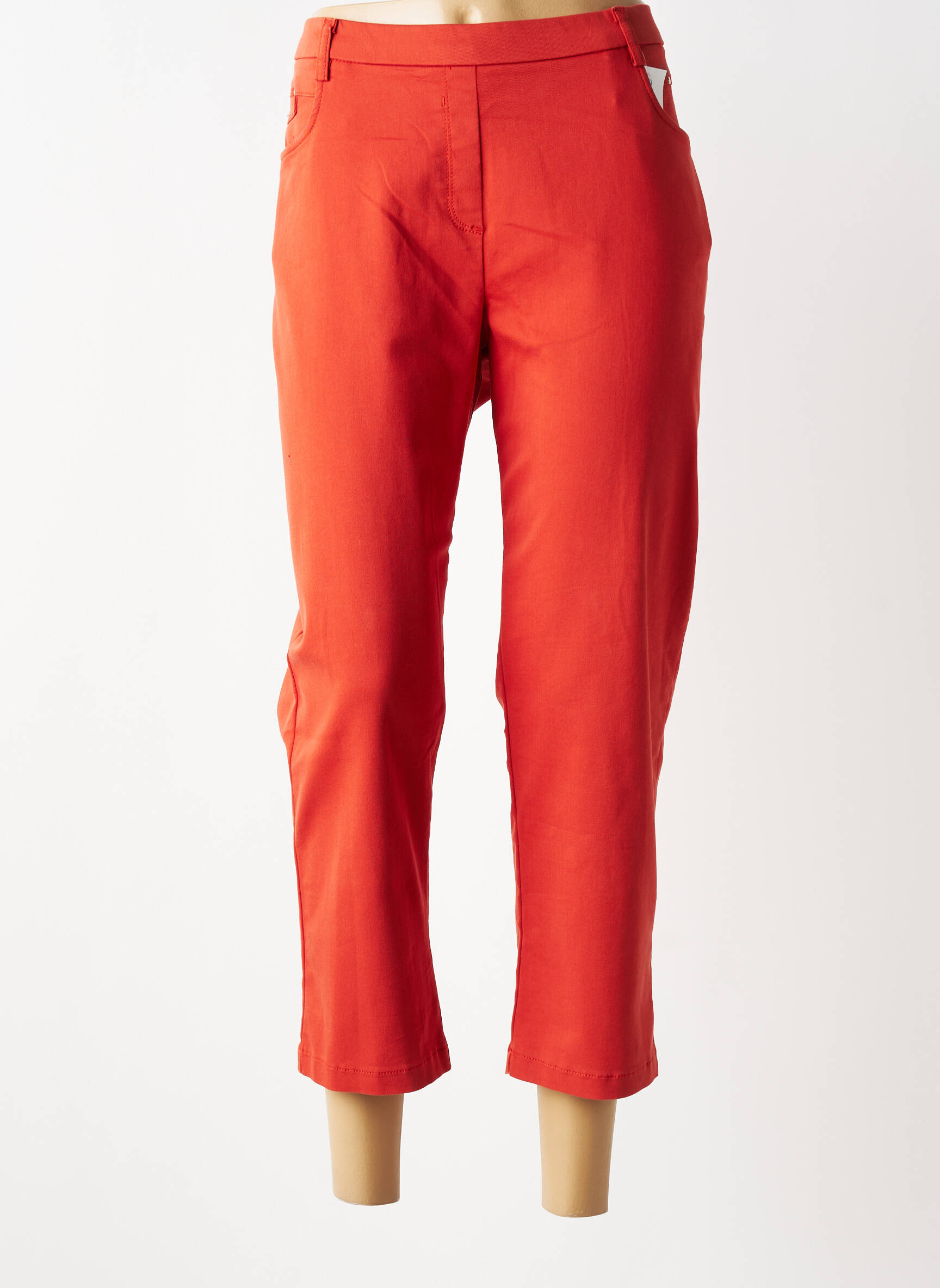 Pantacourt coupe droite taille normale orange CHRISTINE LAURE femme