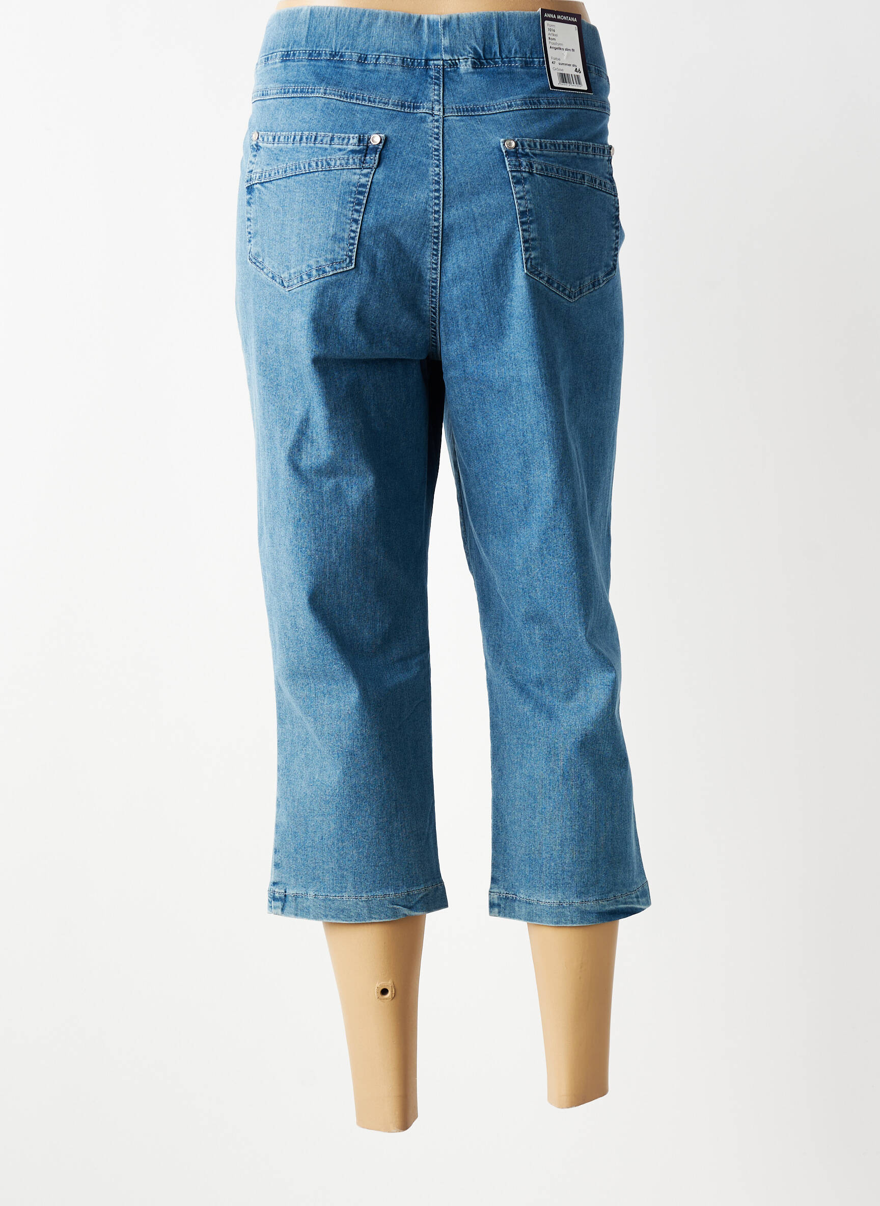 Pantacourt stretch taille normale bleu ANNA MONTANA femme