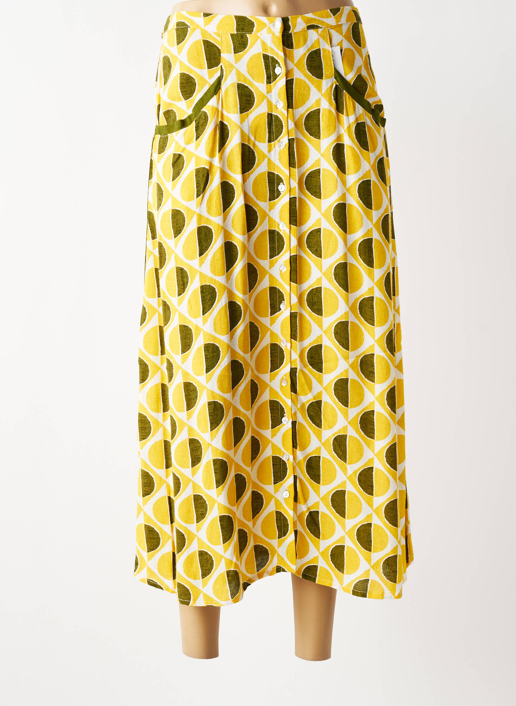 Jupe longue taille haute jaune MD'M femme