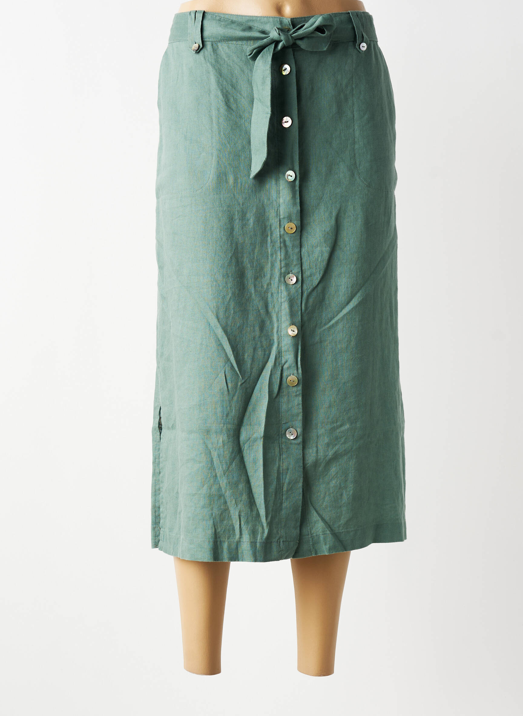 Jupe longue coupe droite vert JULIE GUERLANDE femme