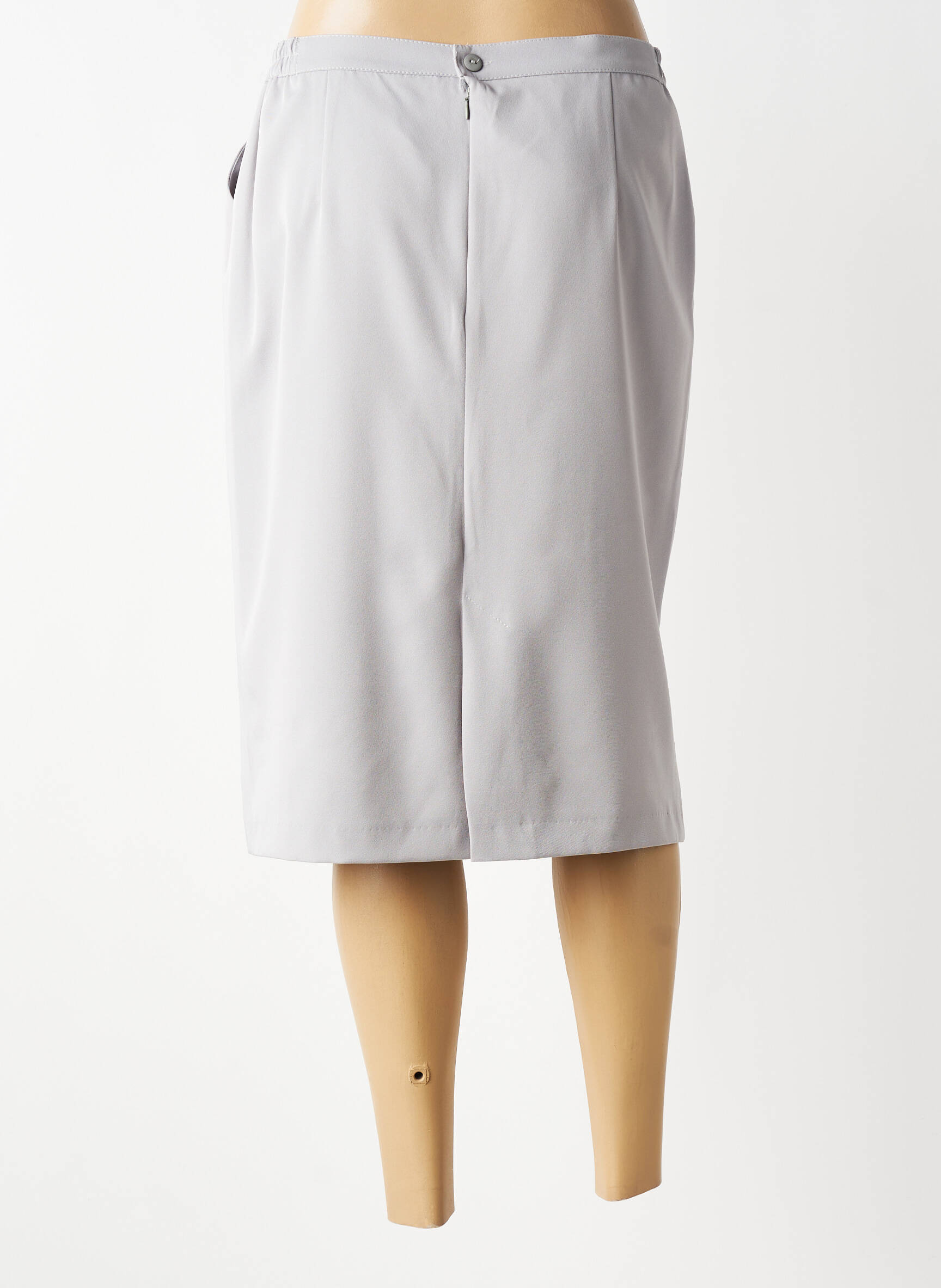 Jupe mi-longue coupe droite gris OMC femme
