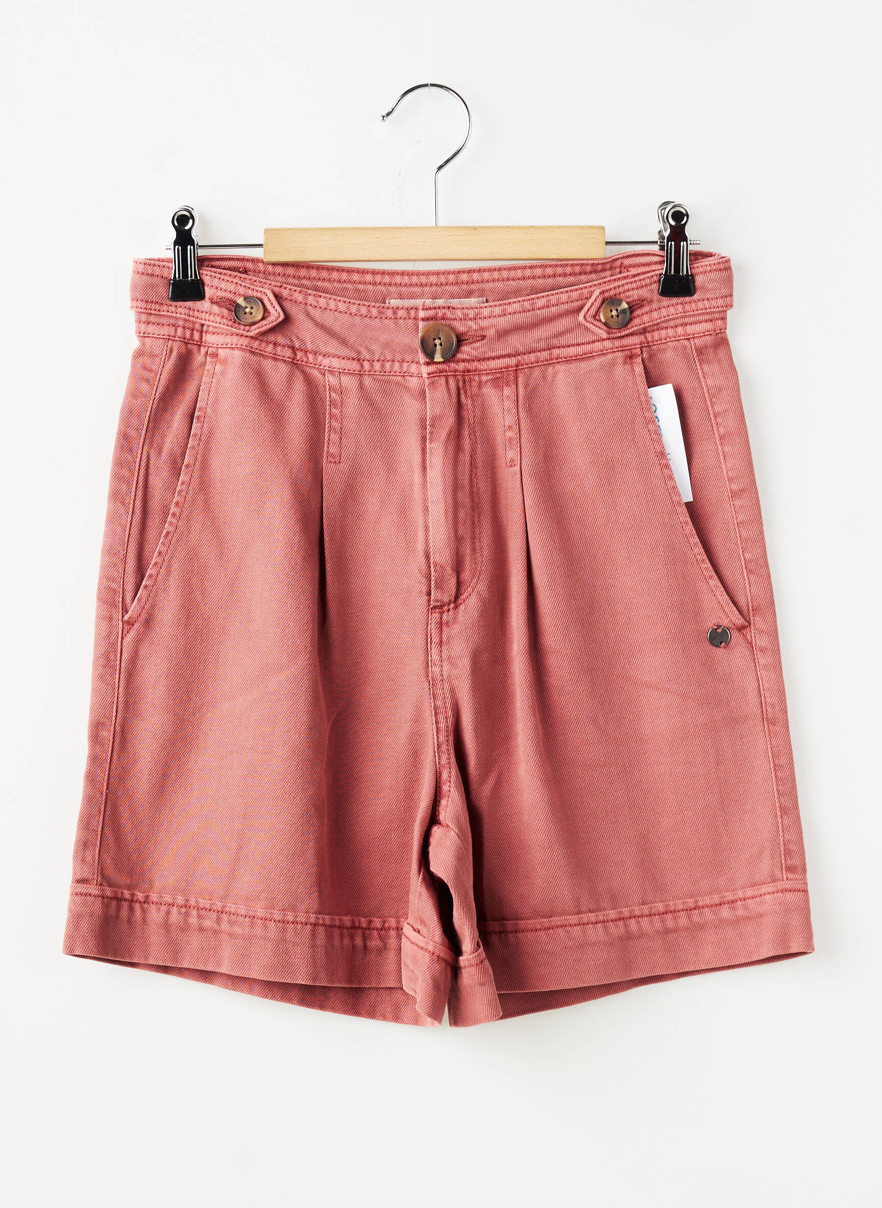 Short tissage denim taille haute rose GARCIA femme