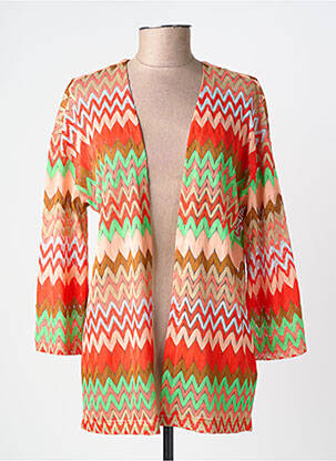 Gilet manches longues maille ajourée rouge GARCIA femme