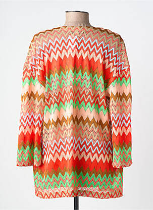 Gilet manches longues maille ajourée rouge GARCIA femme