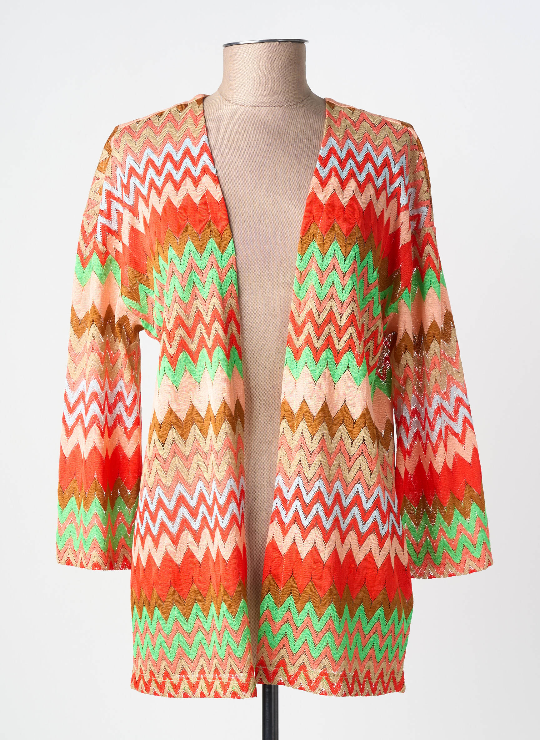 Gilet manches longues maille ajourée rouge GARCIA femme
