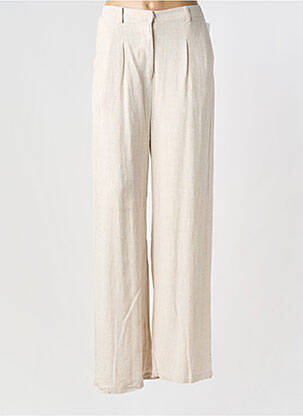 Pantalon large taille à pinces taille haute beige JULIE GUERLANDE femme