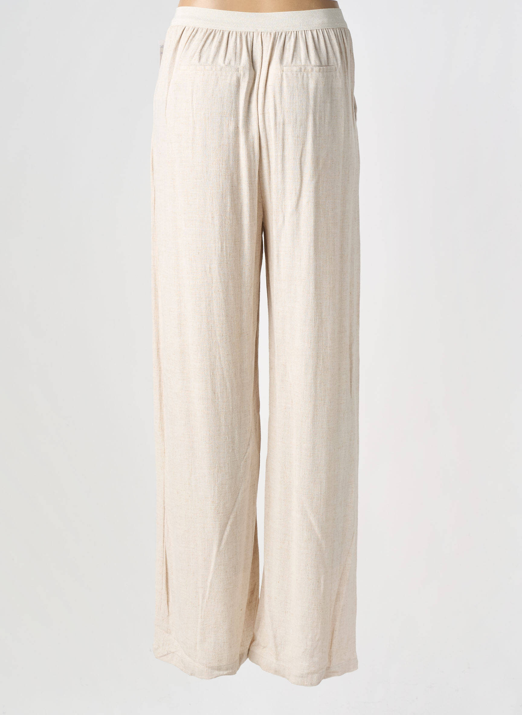 Pantalon large taille à pinces taille haute beige JULIE GUERLANDE femme