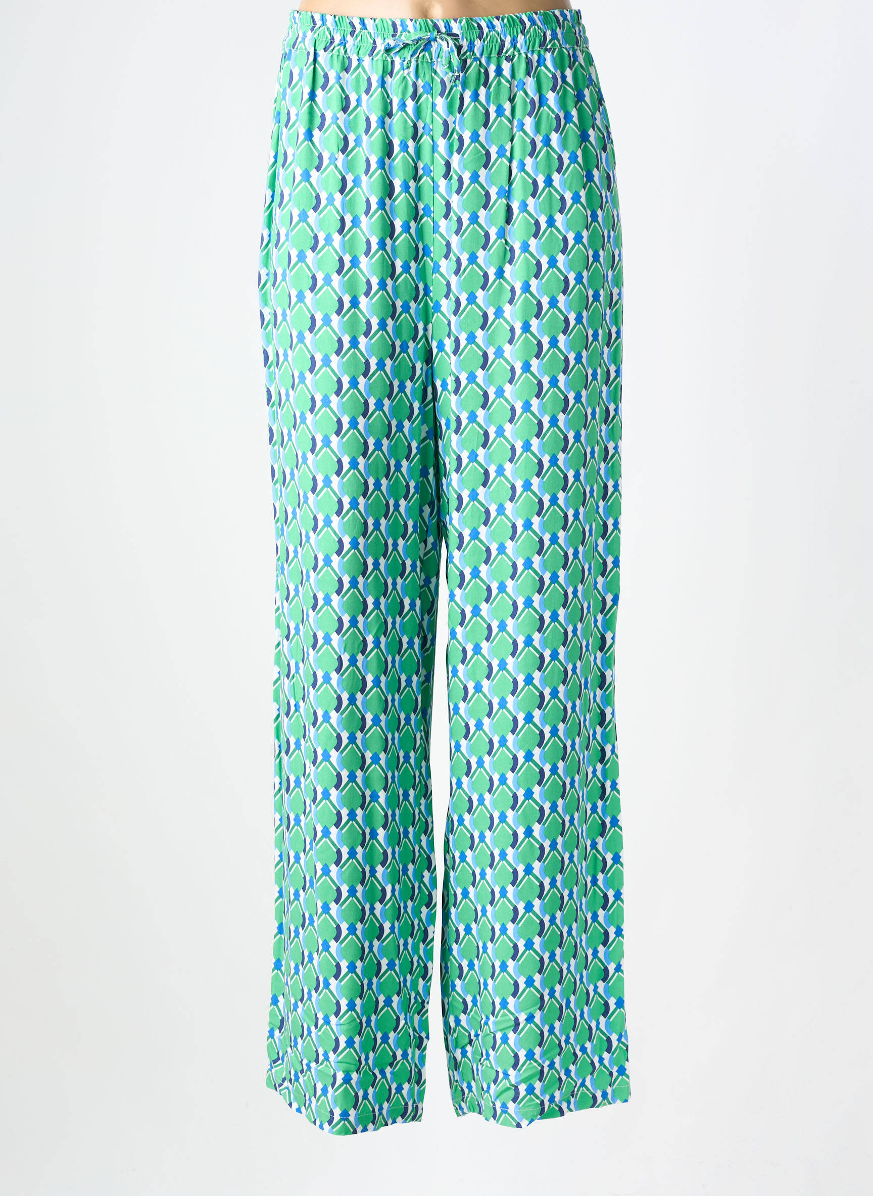 Pantalon droit tissage popeline taille normale vert C'EST BEAU LA VIE femme