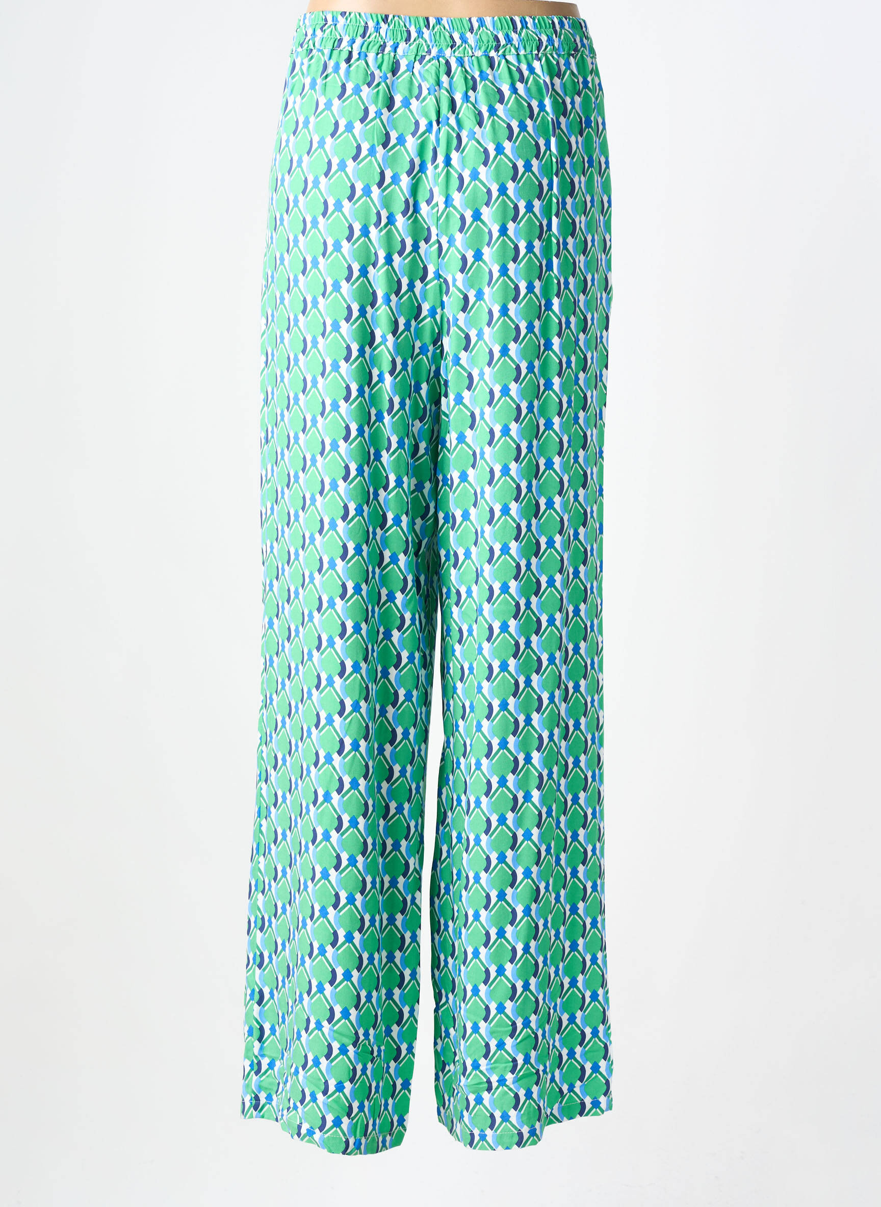 Pantalon droit tissage popeline taille normale vert C'EST BEAU LA VIE femme