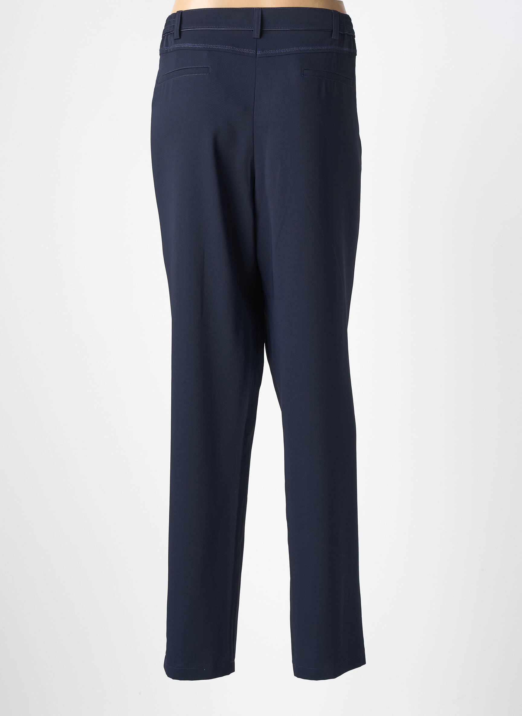 Pantalon droit tissage popeline taille normale bleu CHRISTINE LAURE femme
