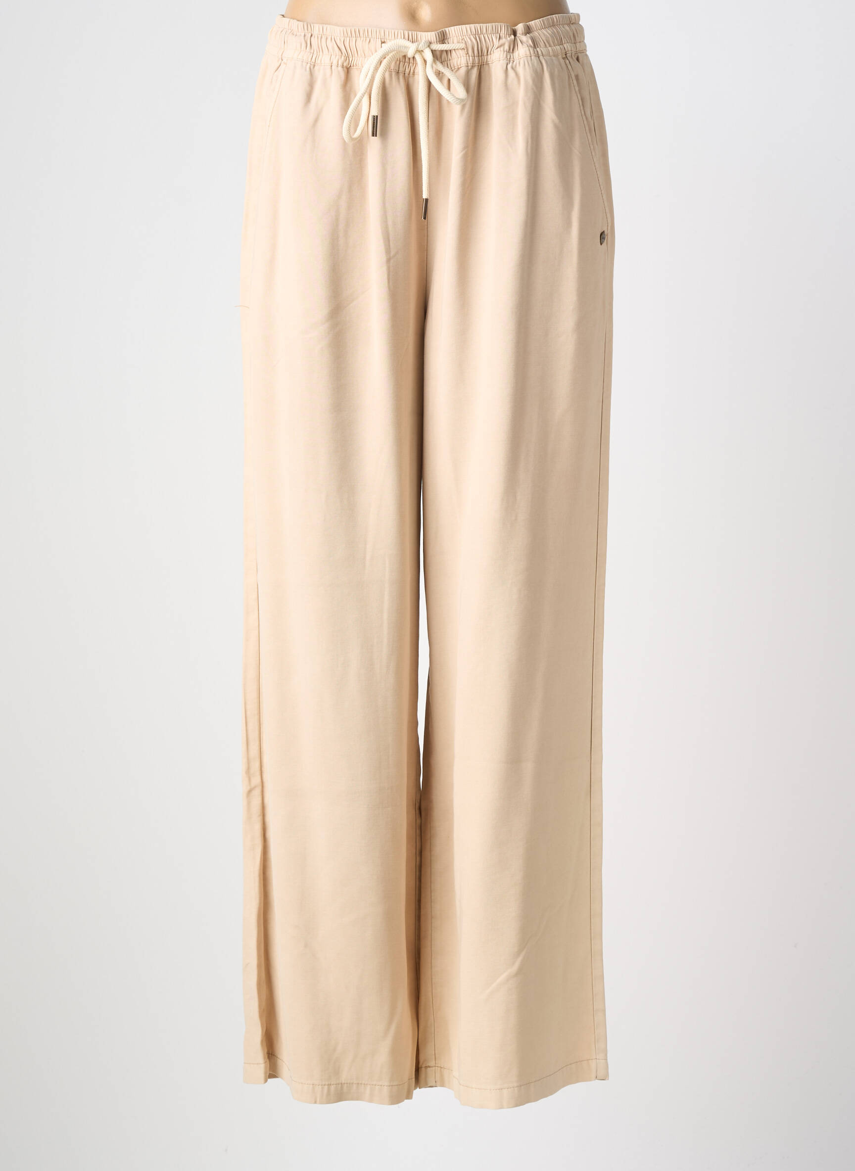 Pantalon large tissage popeline taille normale beige GARCIA femme