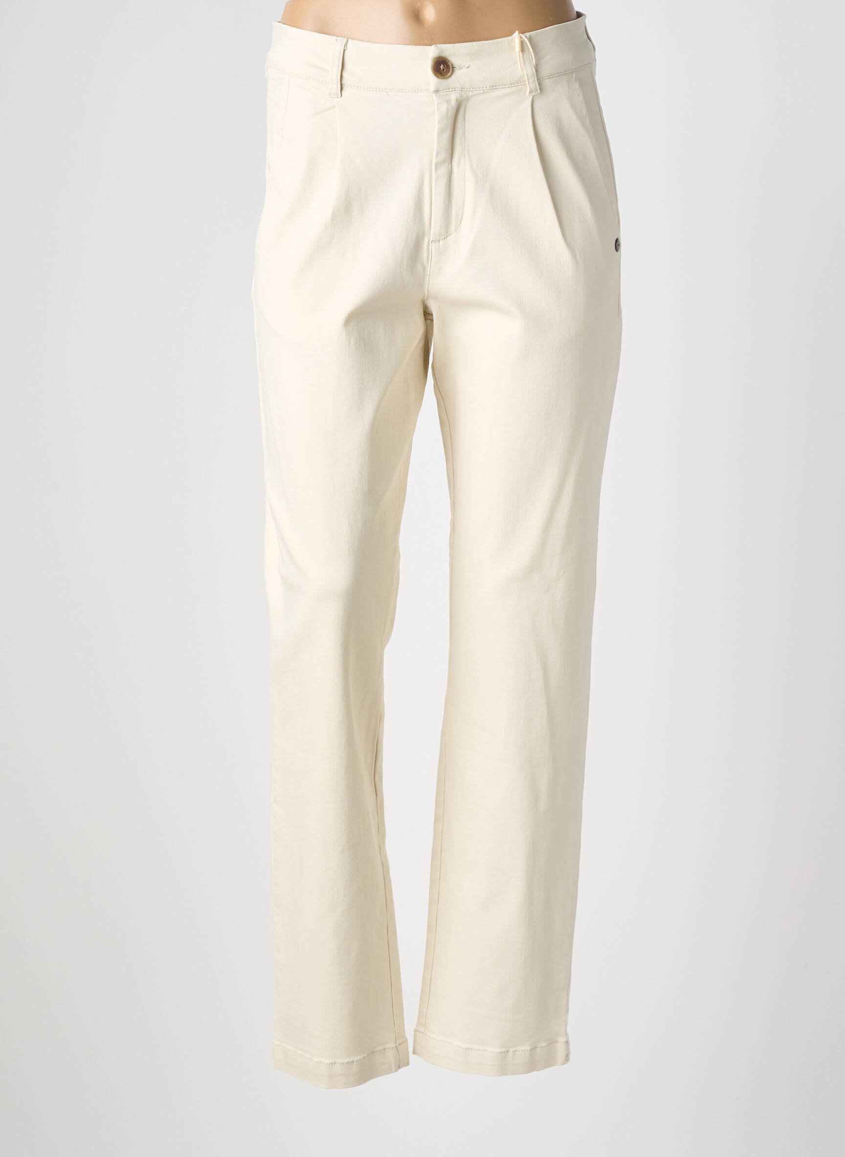 Pantalon droit stretch taille normale beige GARCIA femme