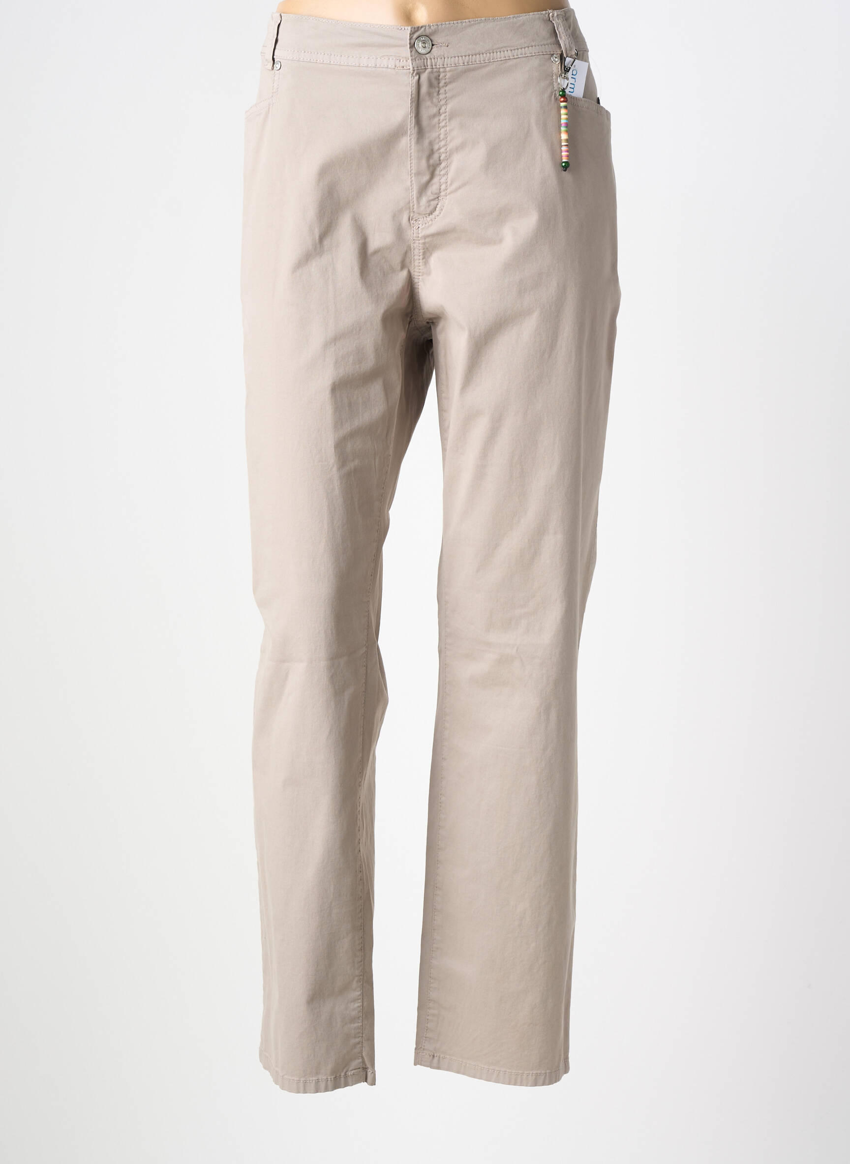 Pantalon droit stretch taille normale beige ANNA MONTANA femme