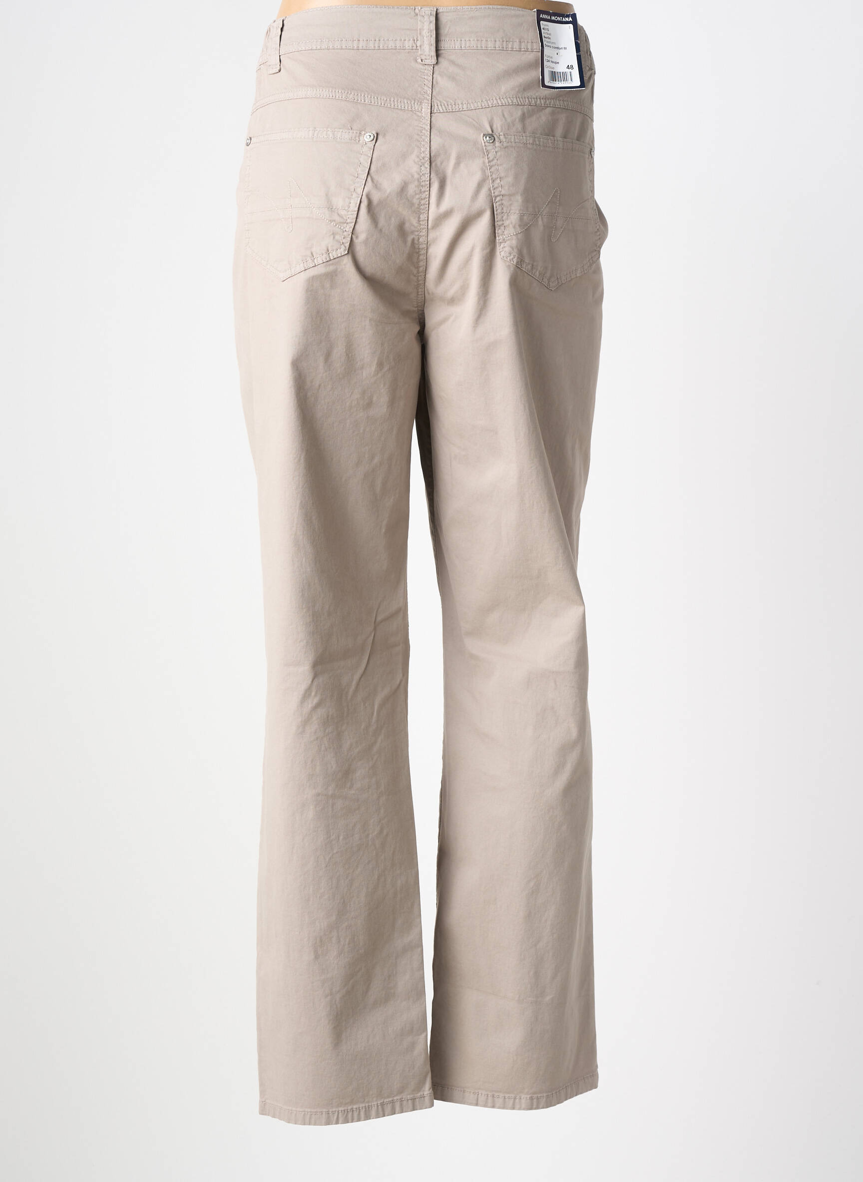 Pantalon droit stretch taille normale beige ANNA MONTANA femme