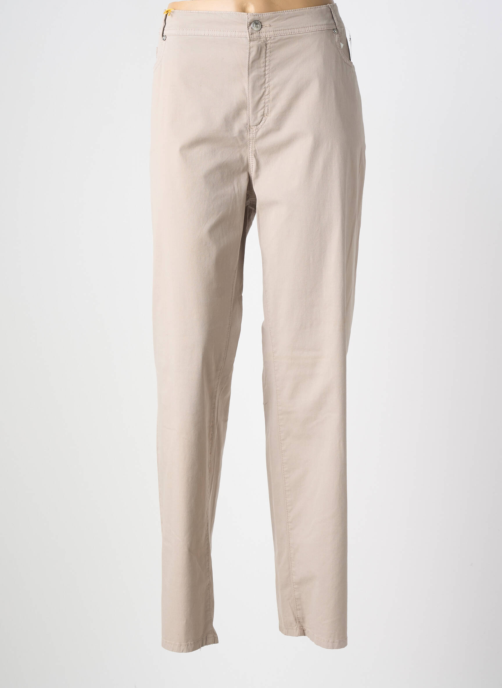Pantalon droit stretch taille normale beige ANNA MONTANA femme