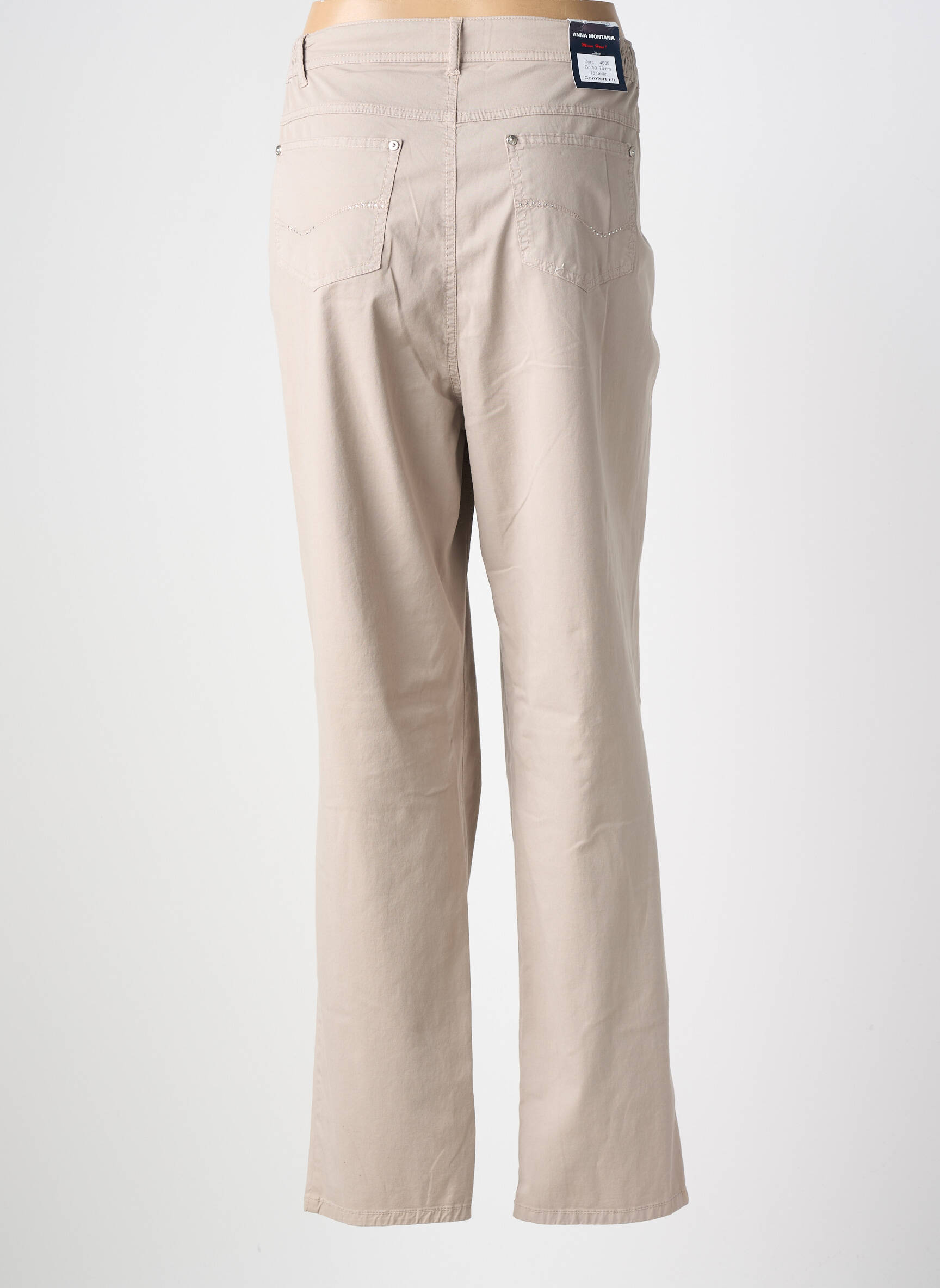 Pantalon droit stretch taille normale beige ANNA MONTANA femme