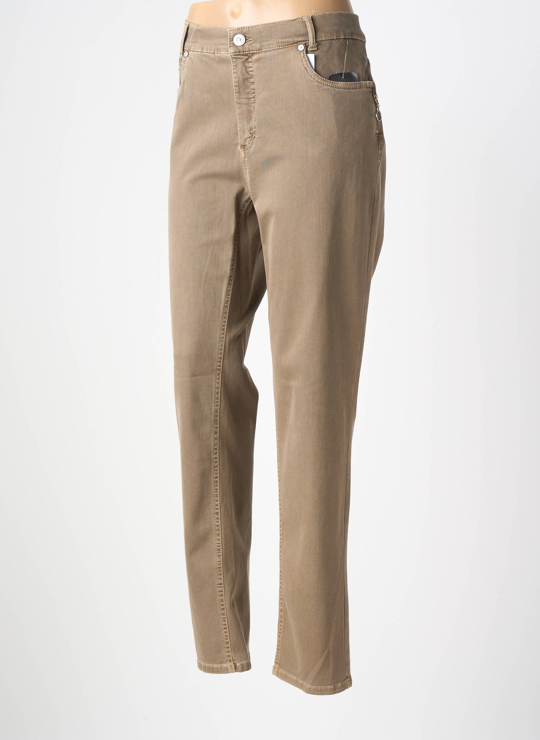 Pantalon droit stretch taille normale marron ANNA MONTANA femme