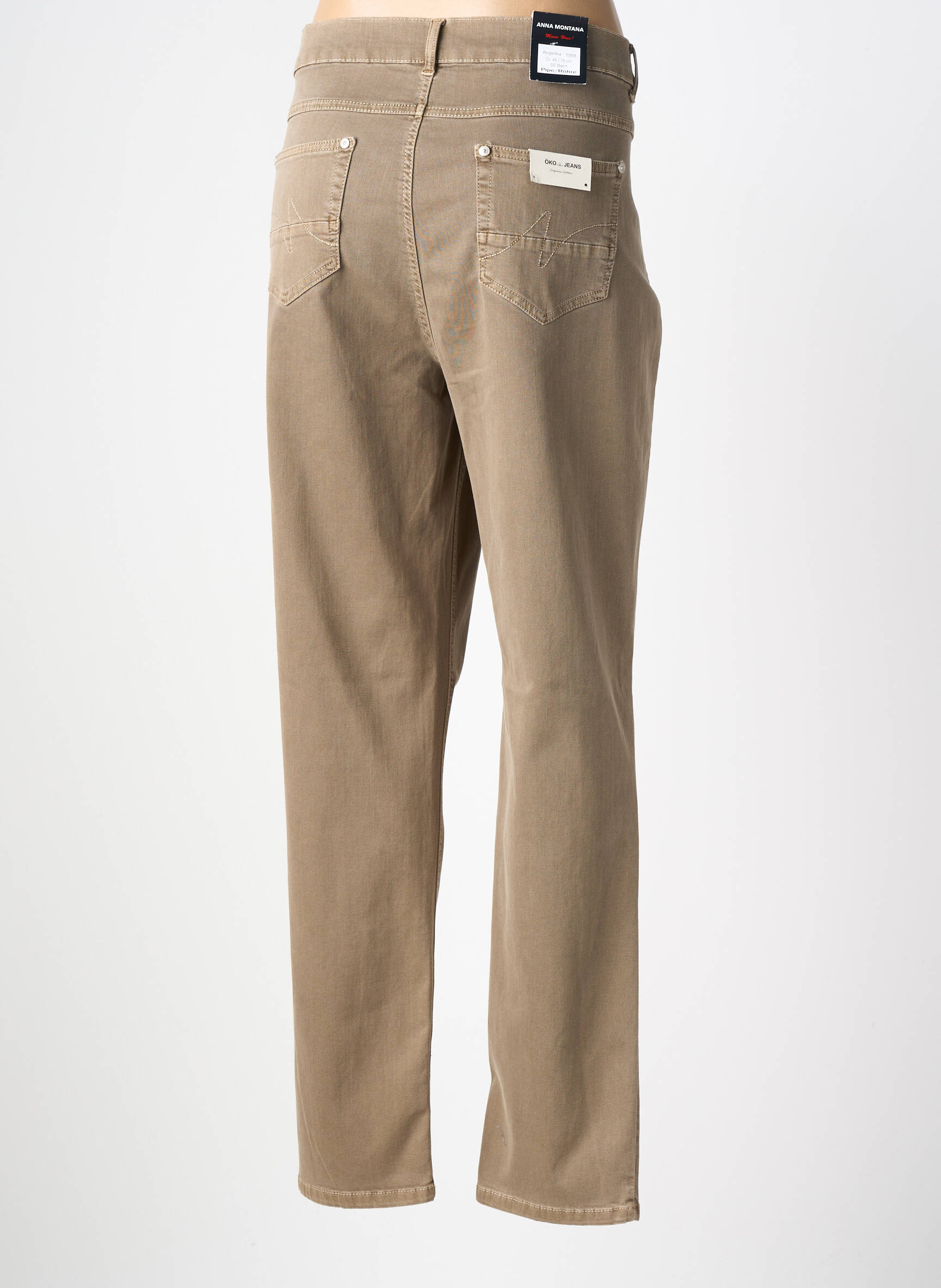 Pantalon droit stretch taille normale marron ANNA MONTANA femme