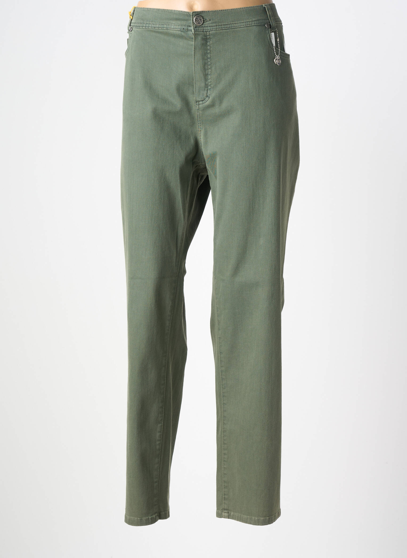 Pantalon droit stretch taille normale vert ANNA MONTANA femme