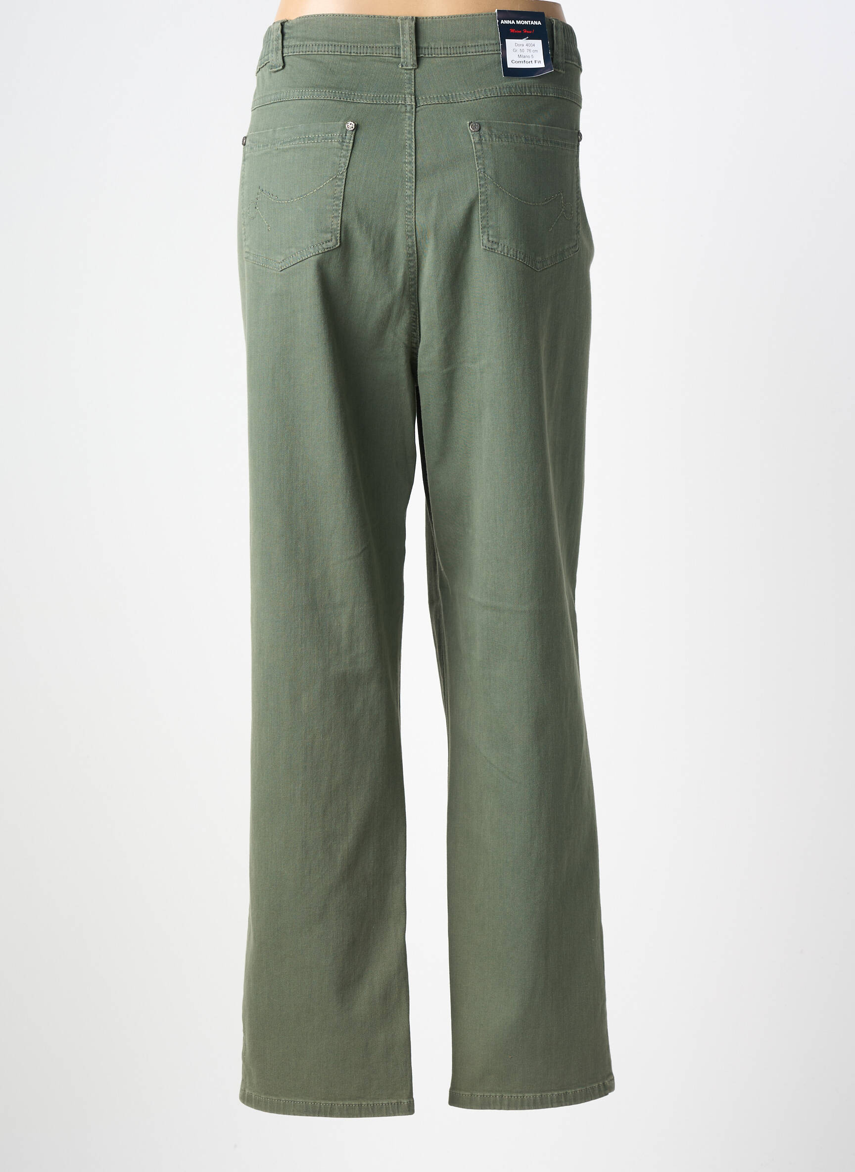 Pantalon droit stretch taille normale vert ANNA MONTANA femme