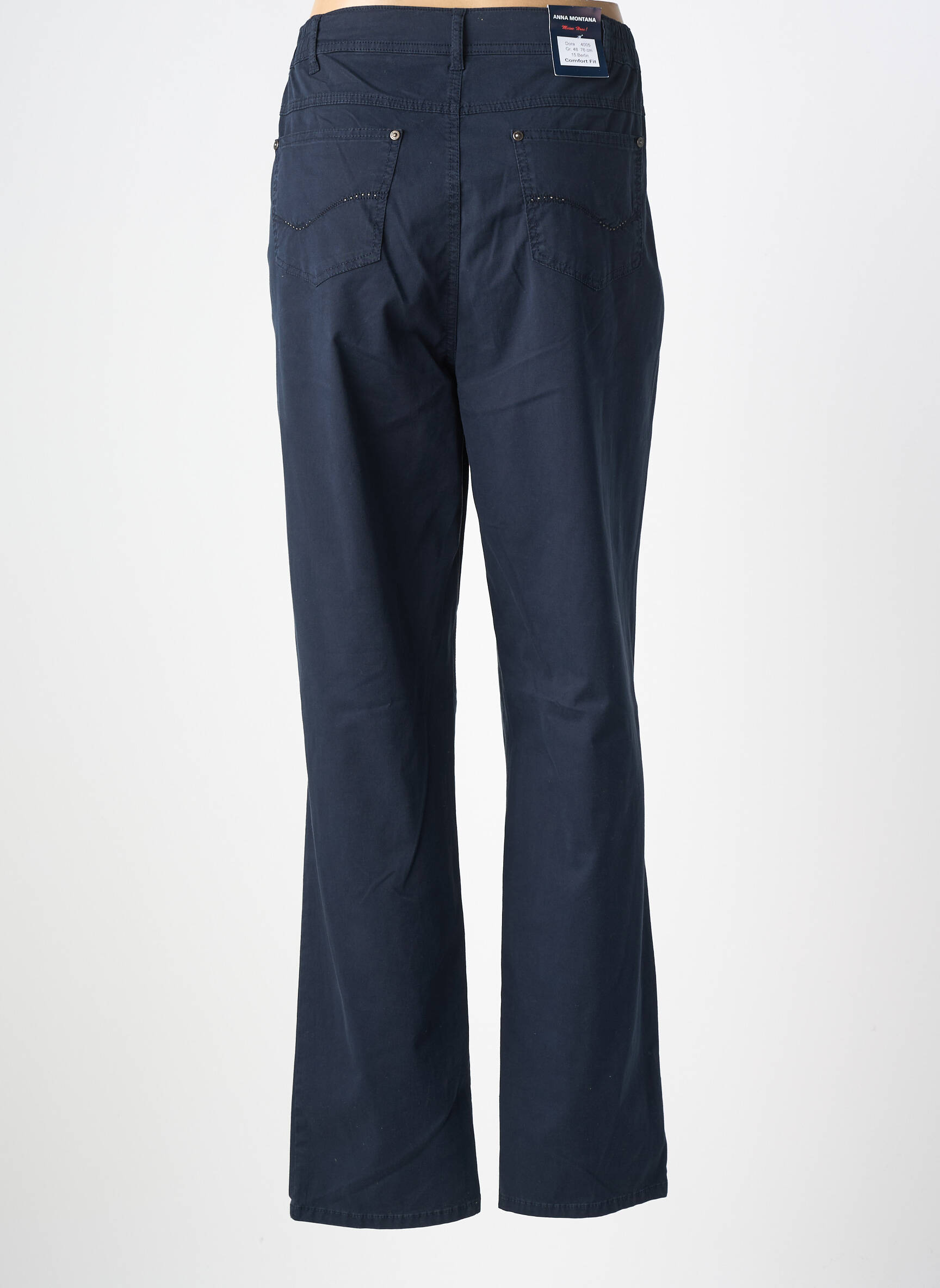 Pantalon droit stretch taille normale bleu ANNA MONTANA femme