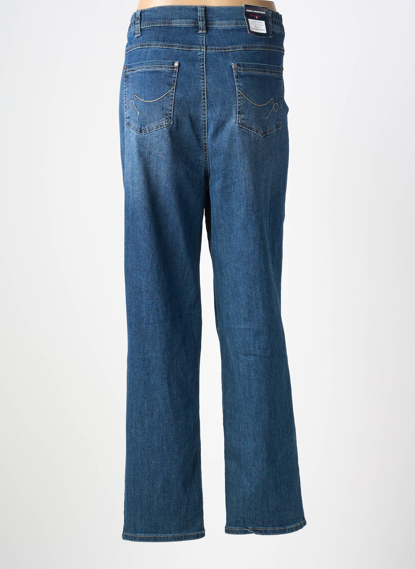 Jeans coupe droite stretch taille normale bleu ANNA MONTANA femme
