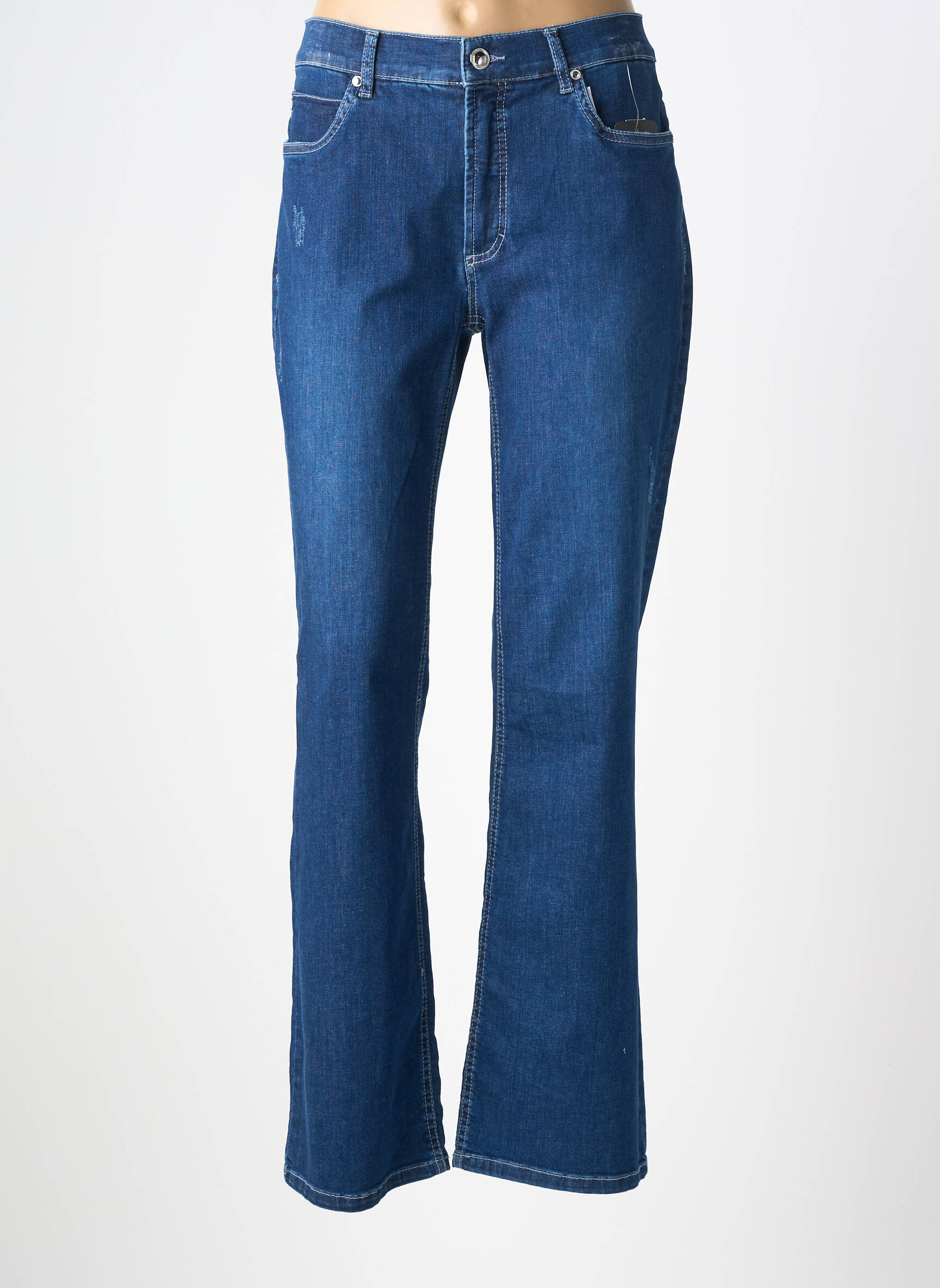 Jeans coupe droite stretch taille normale bleu ANNA MONTANA femme