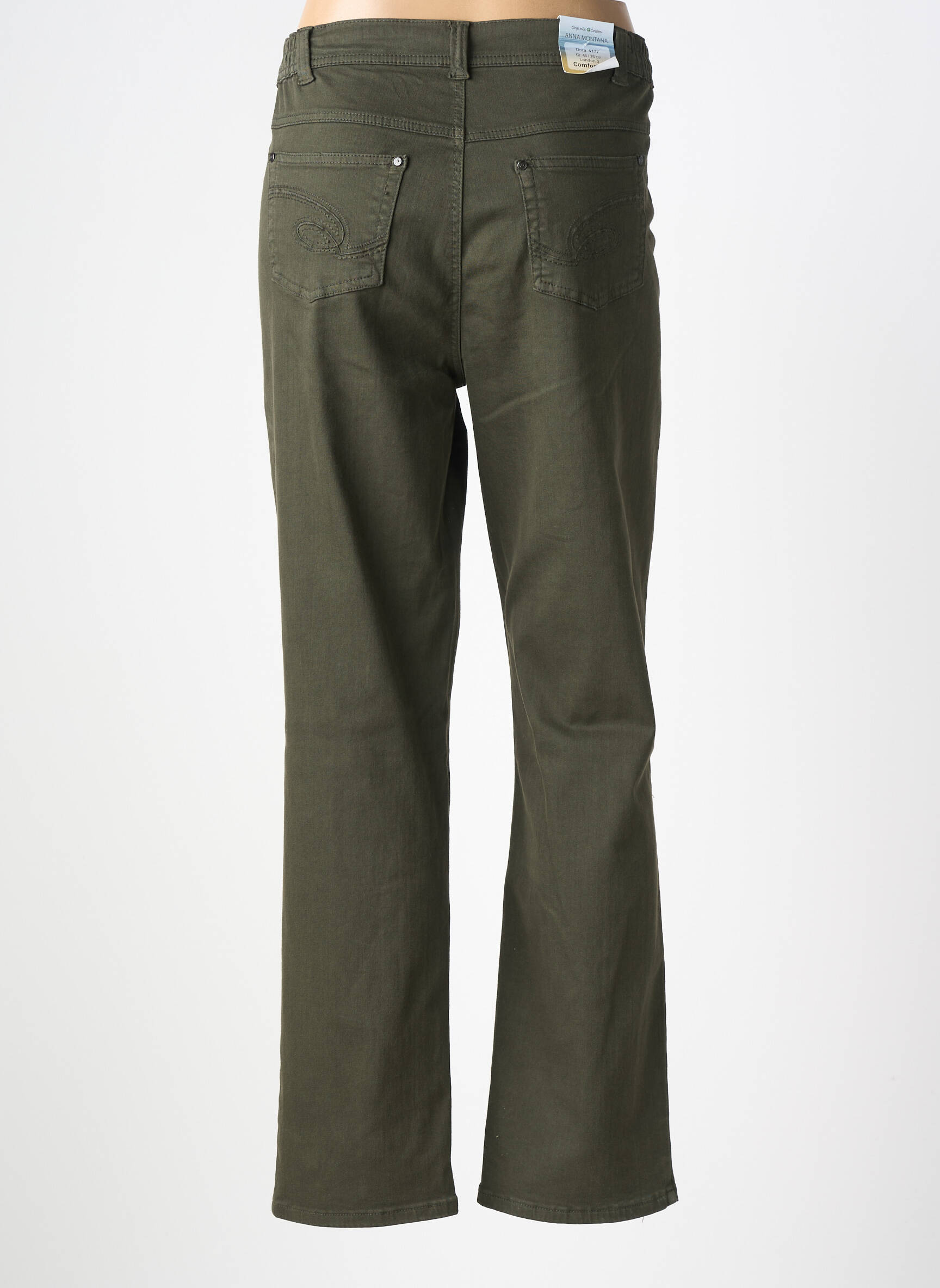 Jeans coupe droite stretch taille normale vert ANNA MONTANA femme
