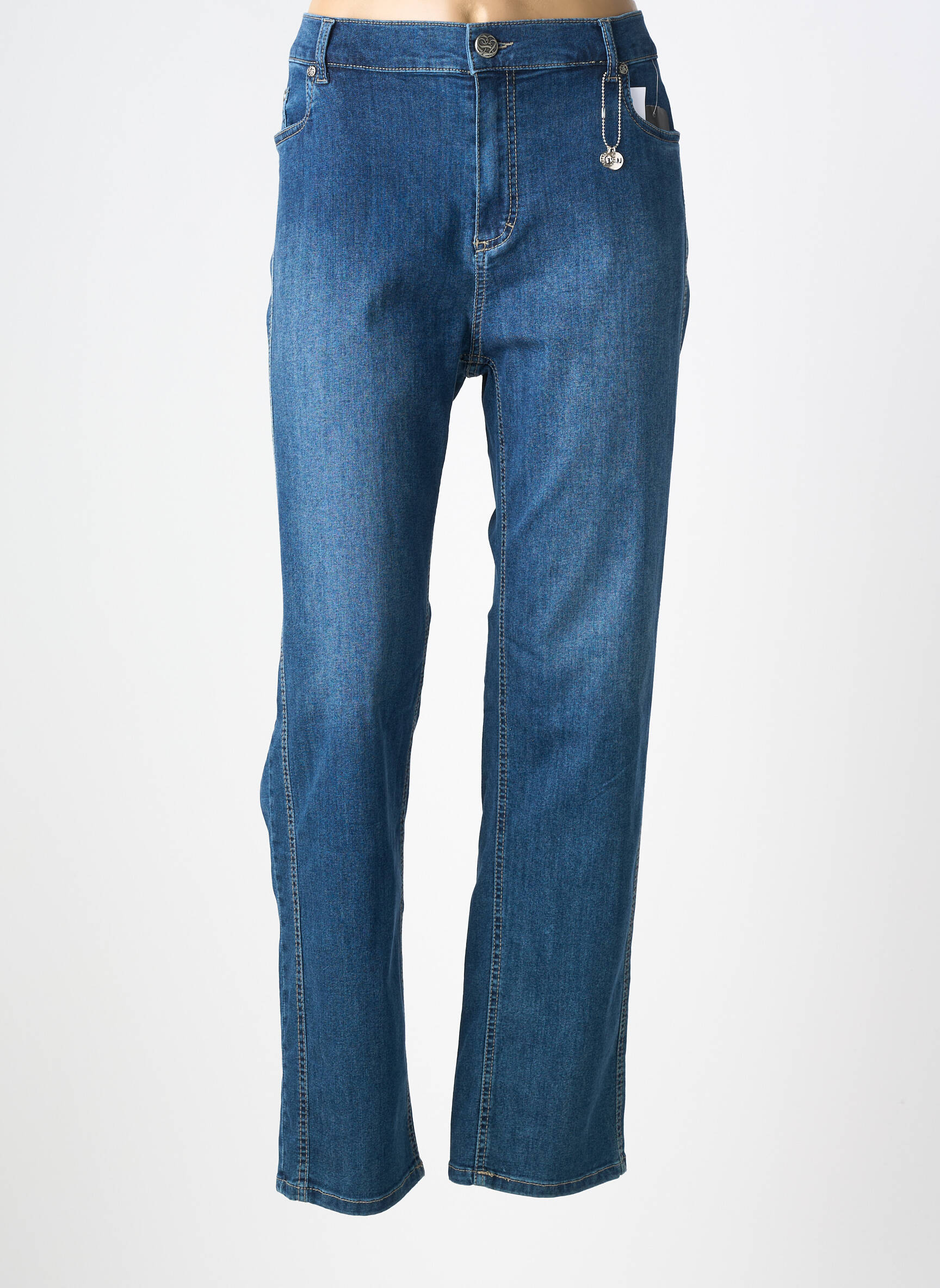 Jeans coupe droite stretch taille normale bleu ANNA MONTANA femme