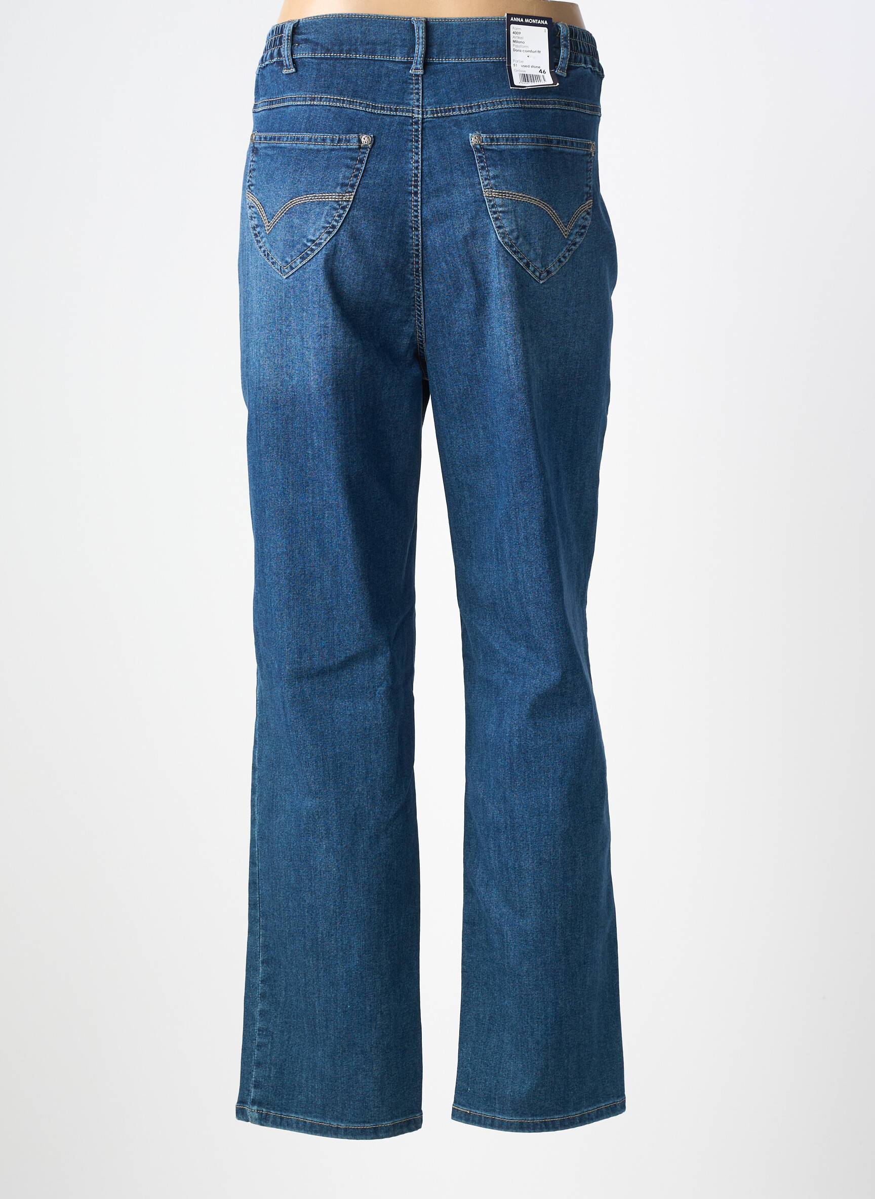 Jeans coupe droite stretch taille normale bleu ANNA MONTANA femme